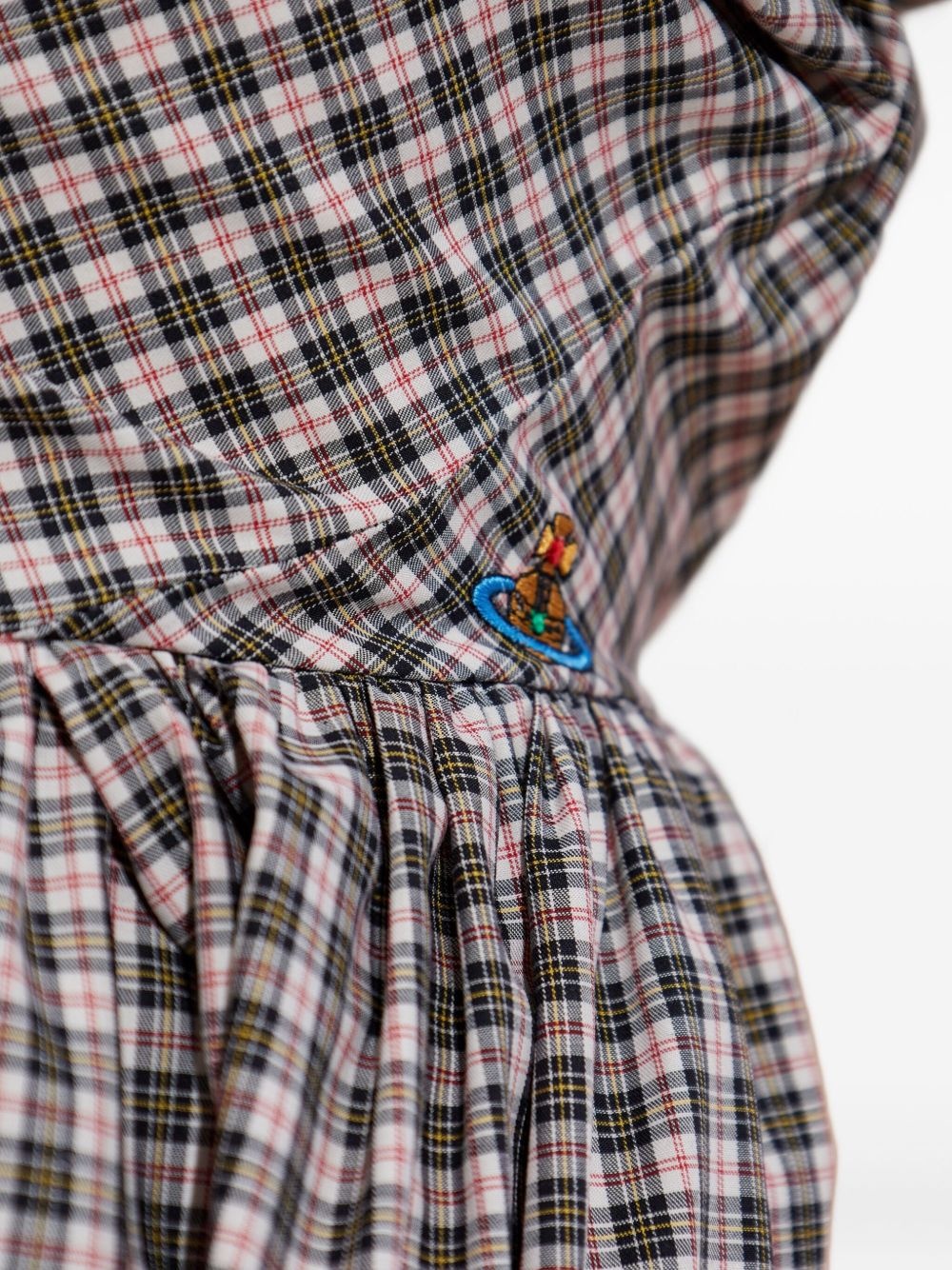 off-shoulder checked dress - 5