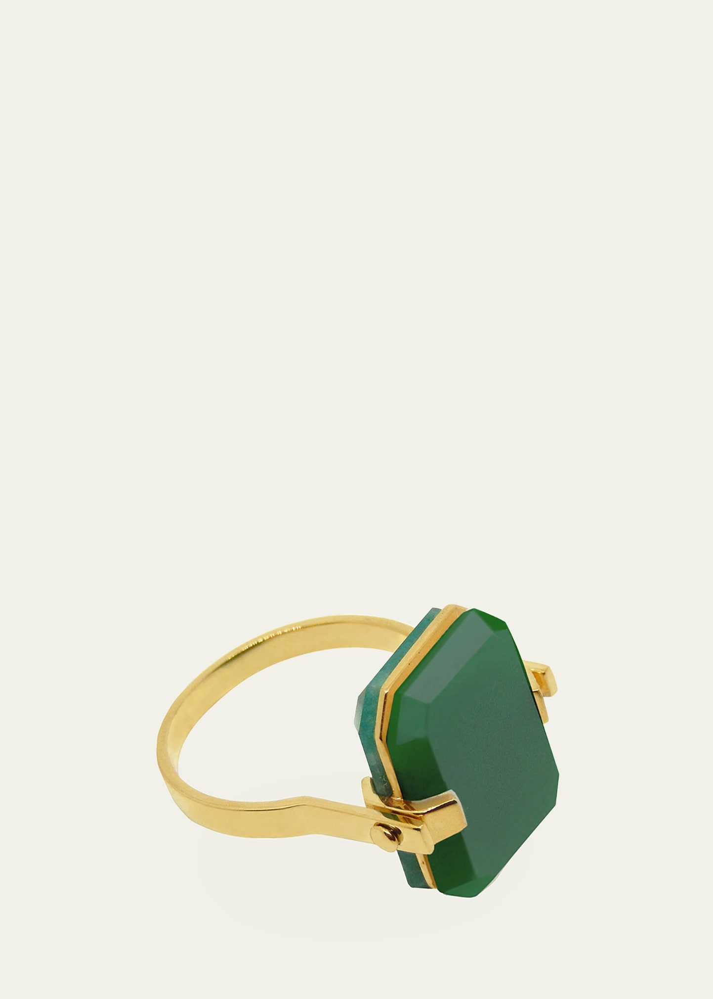 Deco Sandwich Ring with Amazonite and Green Agate - 2