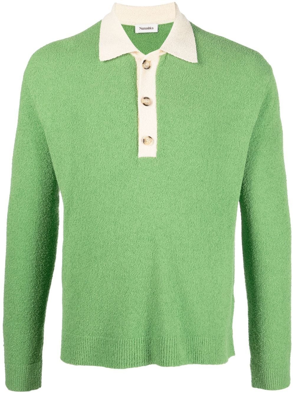 long-sleeve knitted polo shirt - 1