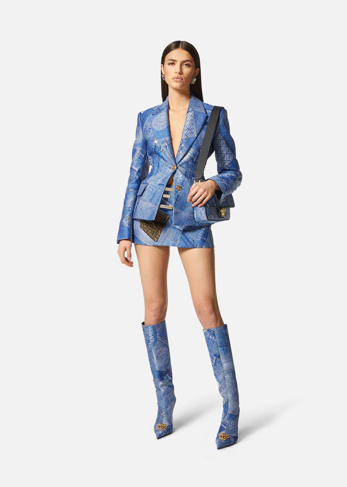 Fendace Denim Patchwork Blazer - 2