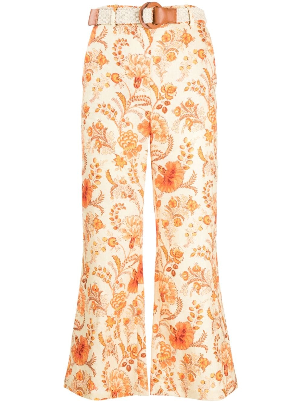 Junie floral-print linen trousers - 1