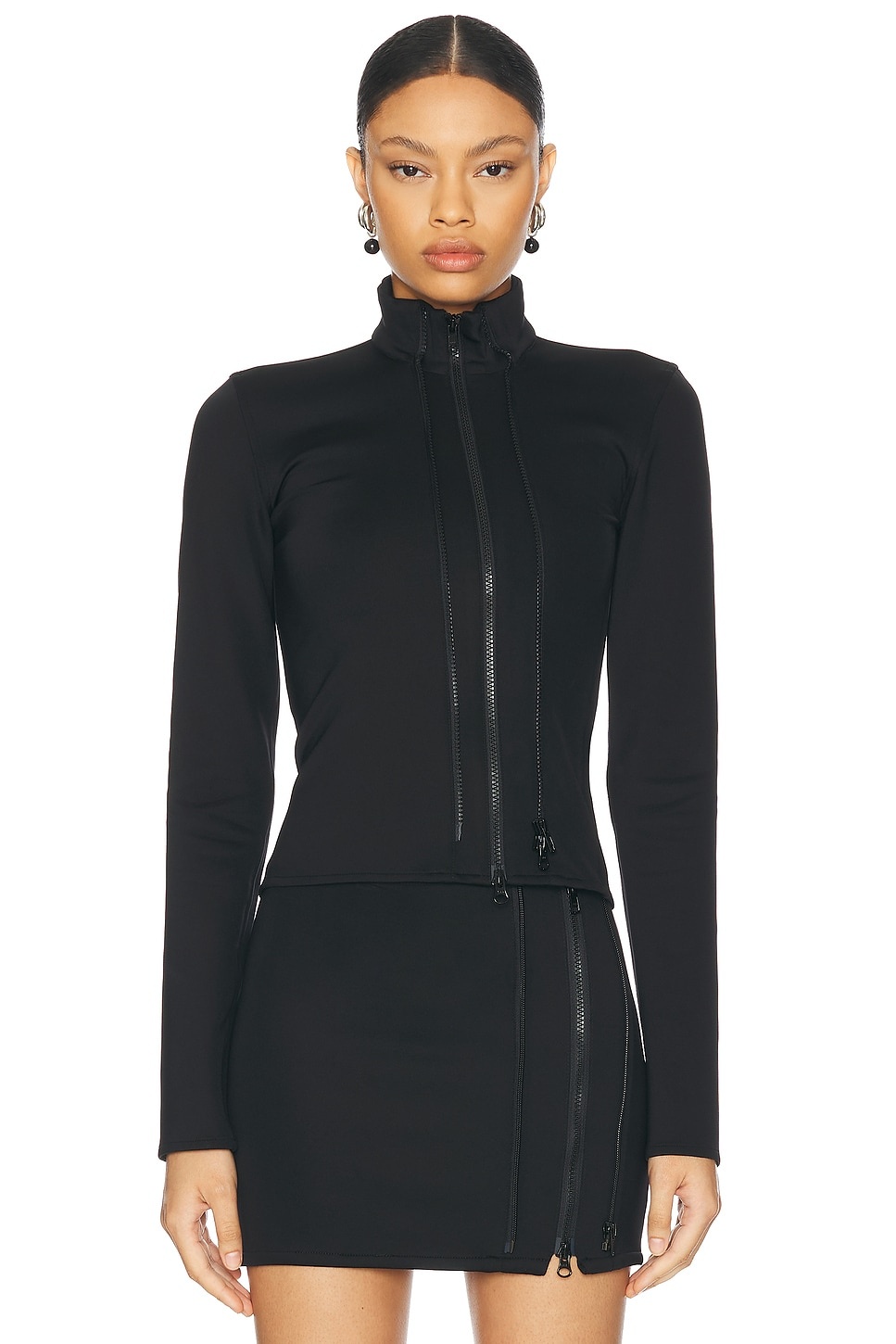Double Zipper Long Sleeve Top - 2