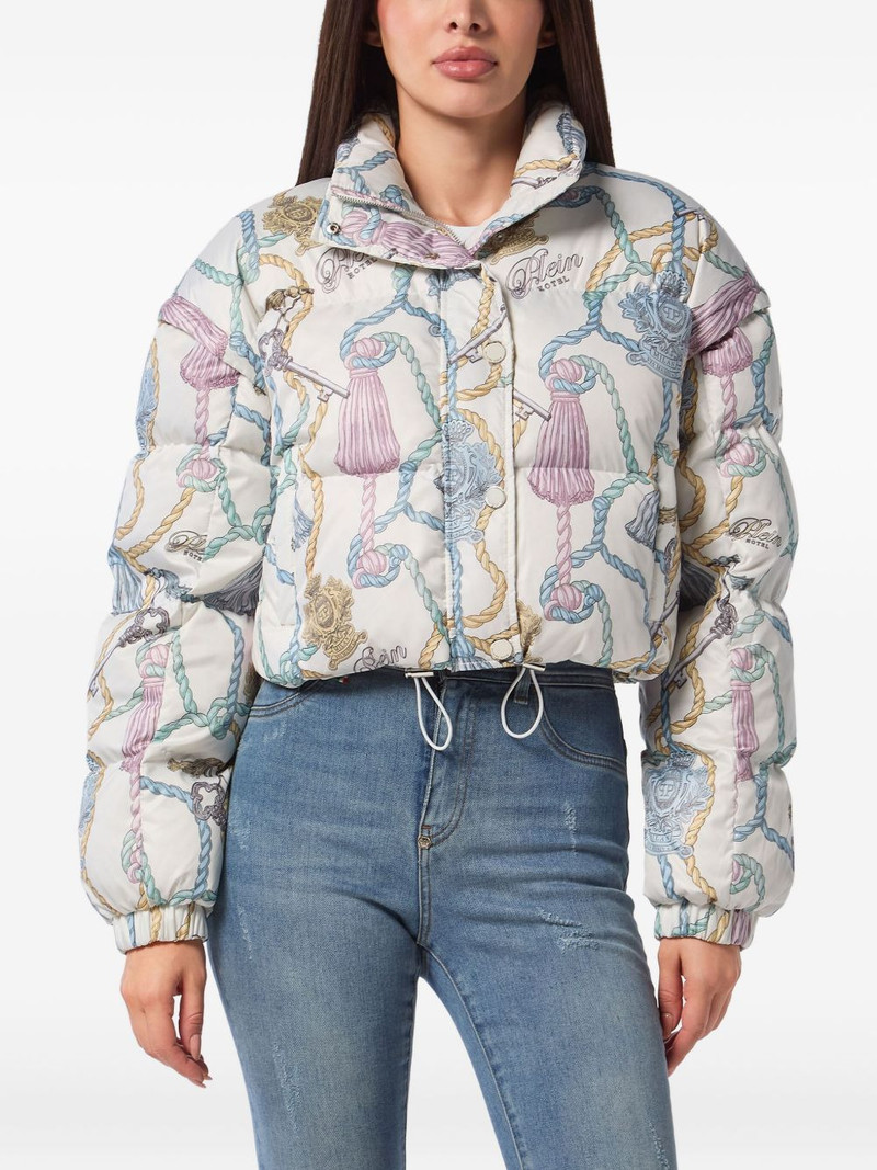 PHILIPP PLEIN tassel-key print puffer jacket outlook