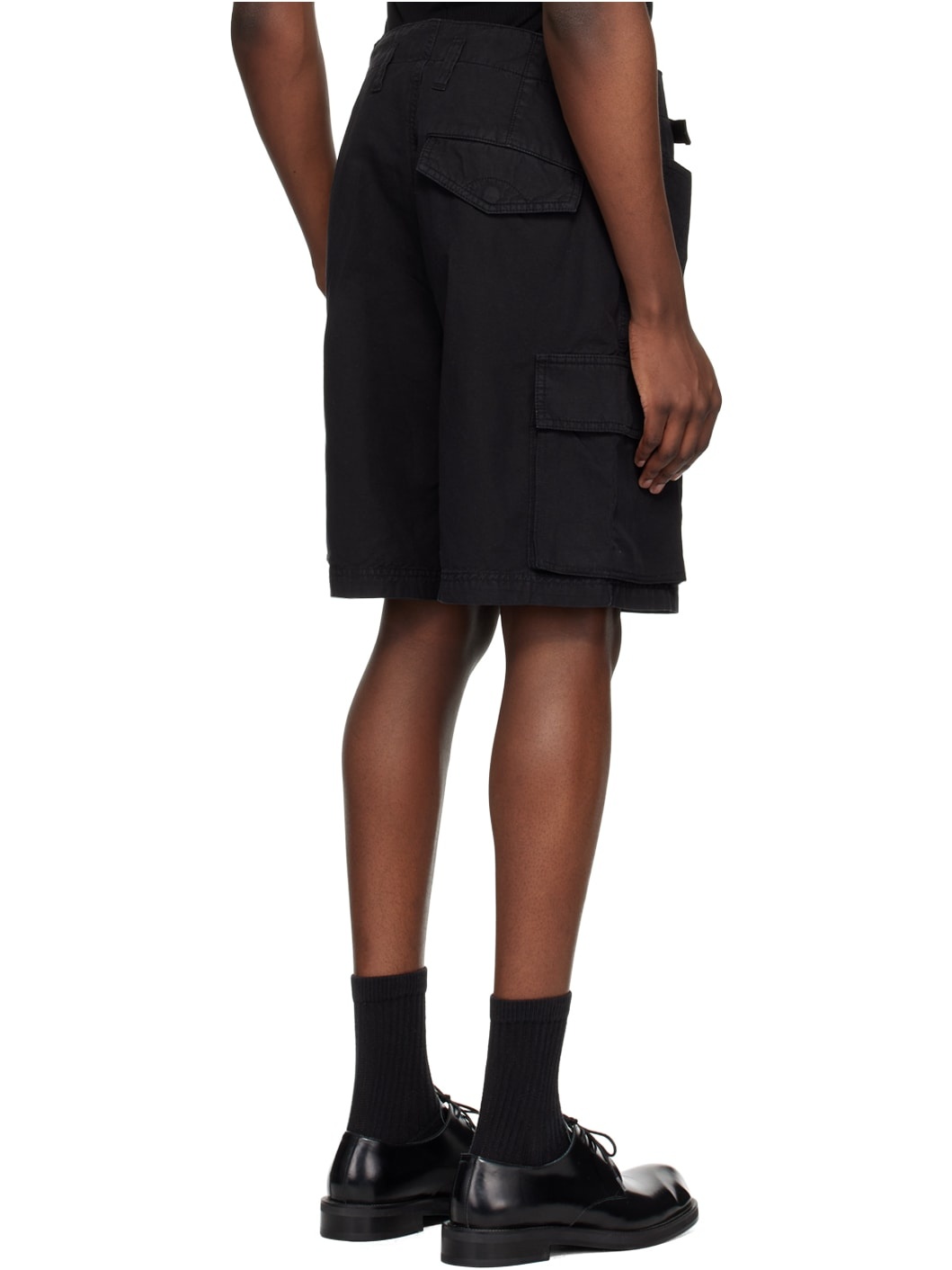 Black Dark Cargo Shorts - 3