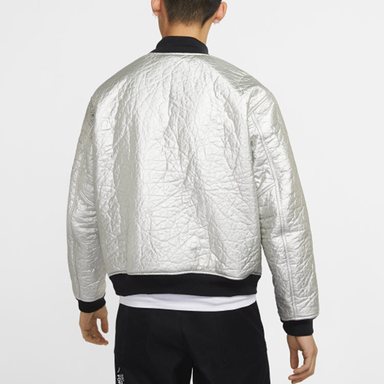 Air Jordan 23 Engineered MA-1 Zipper Sports Stay Warm Jacket Silver White CD5713-095 - 4