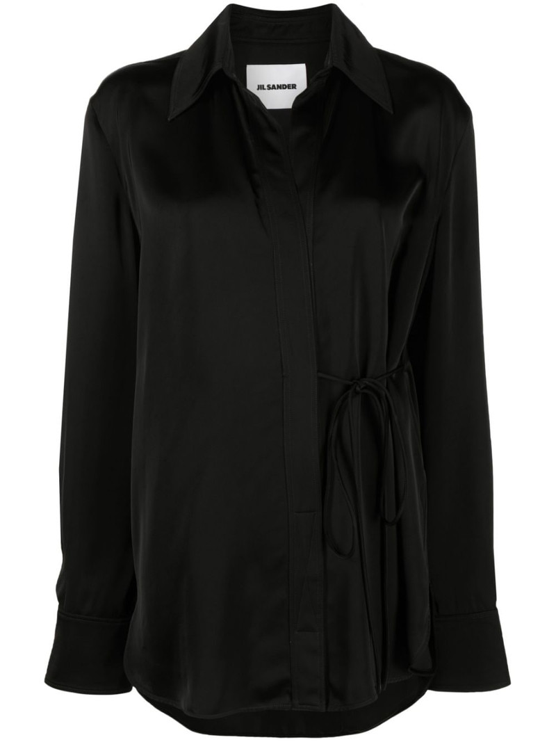 tie-fastening wrap shirt 1