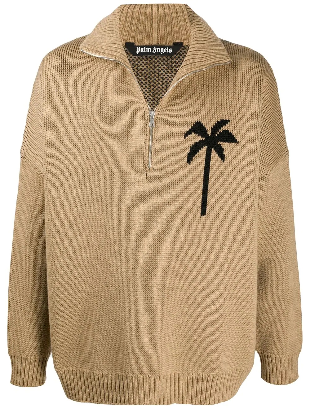 palm tree print zipped jumper - 1