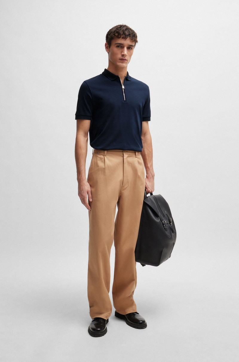 BOSS MERCERIZED-COTTON SLIM-FIT POLO SHIRT WITH ZIP NECK outlook