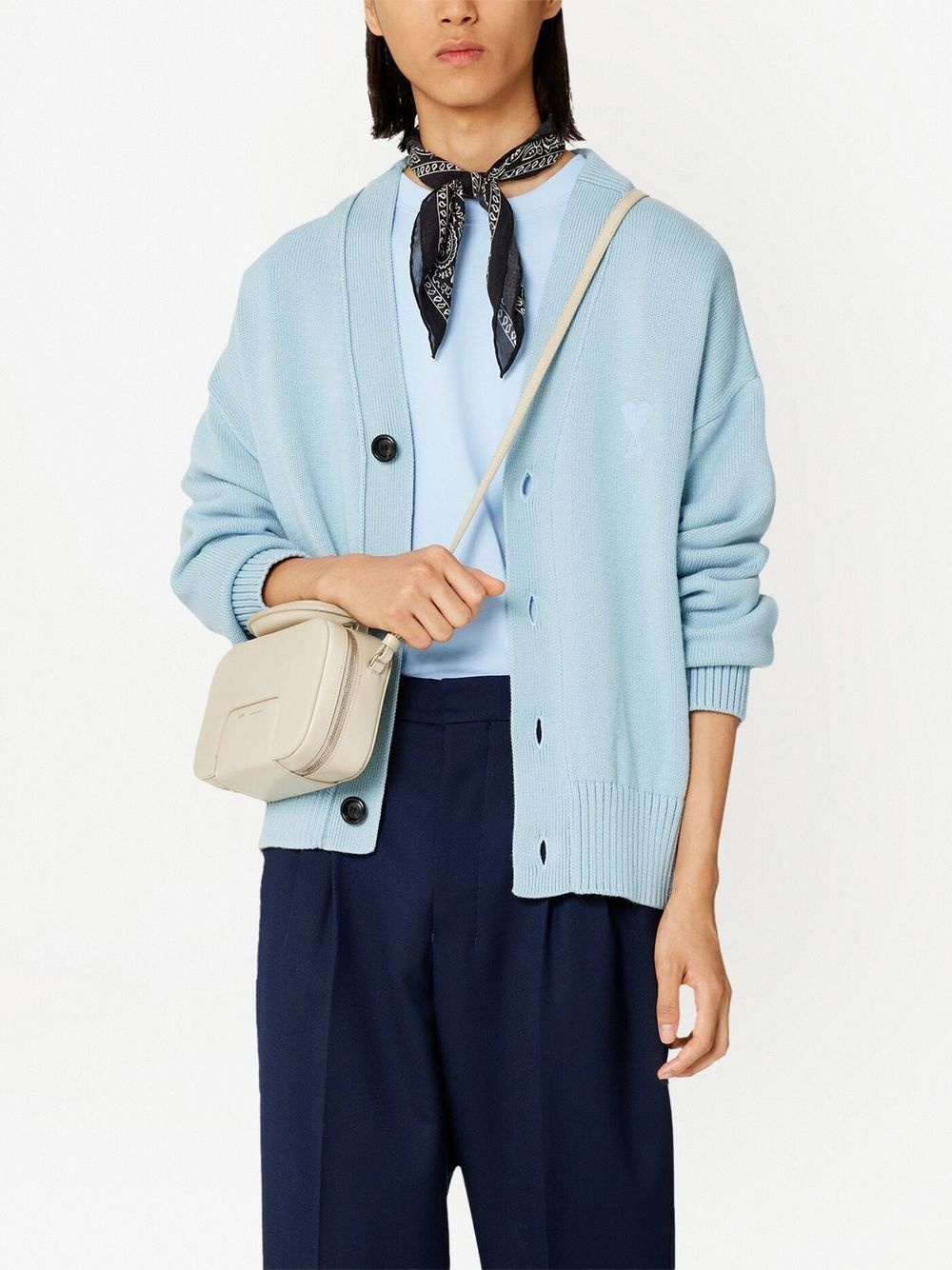 Ami de Coeur intarsia-logo cardigan - 4