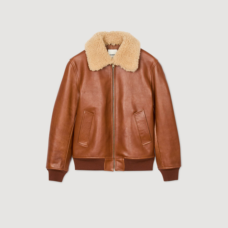 LEATHER JACKET WITH FUR COLLAR 1