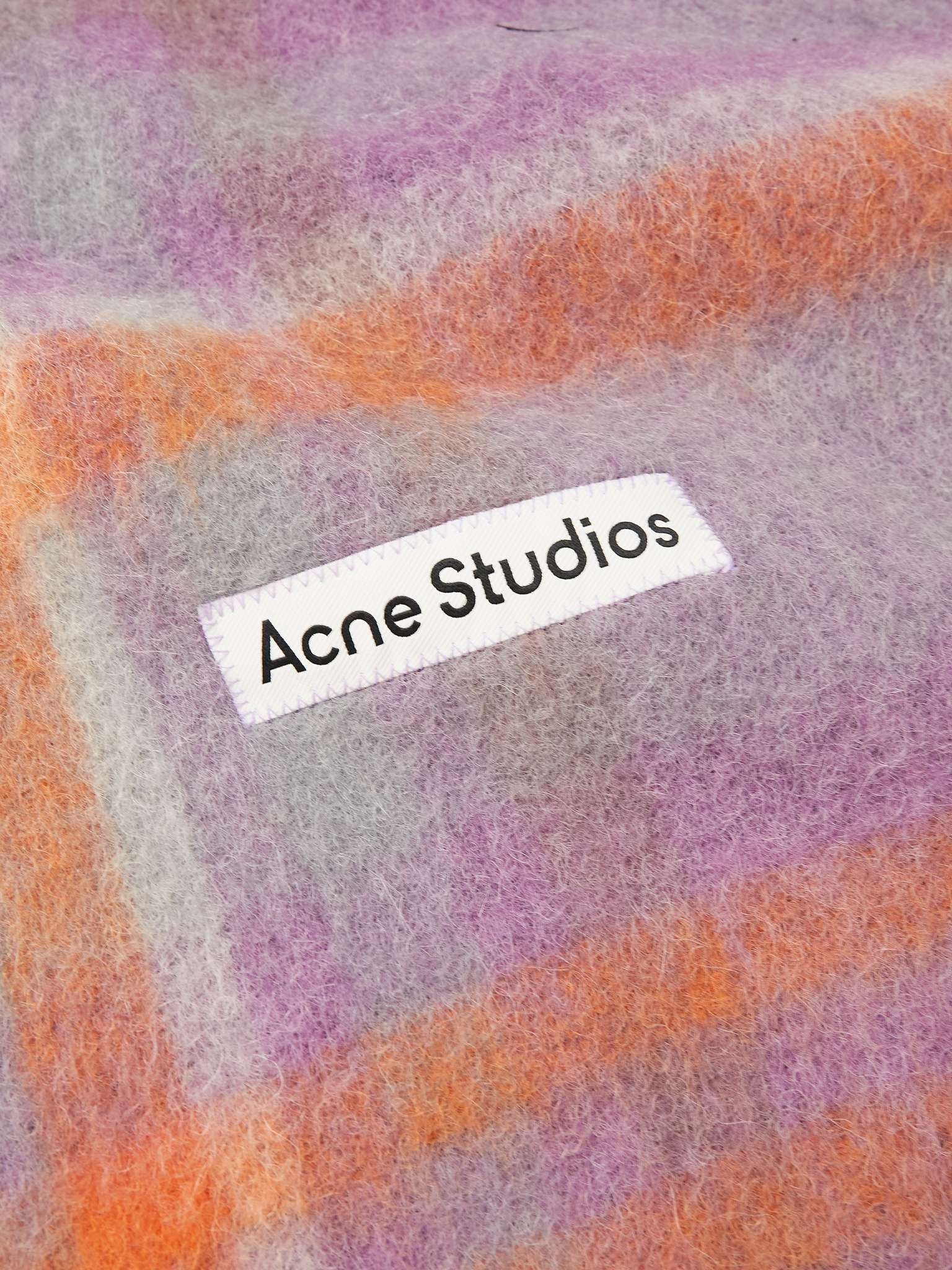 Logo-Appliquéd Checked Textured-Knit Scarf - 3