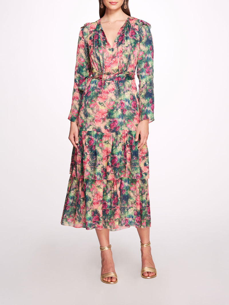 AMBER PRINTED GEORGETTE MAXI DRESS 1