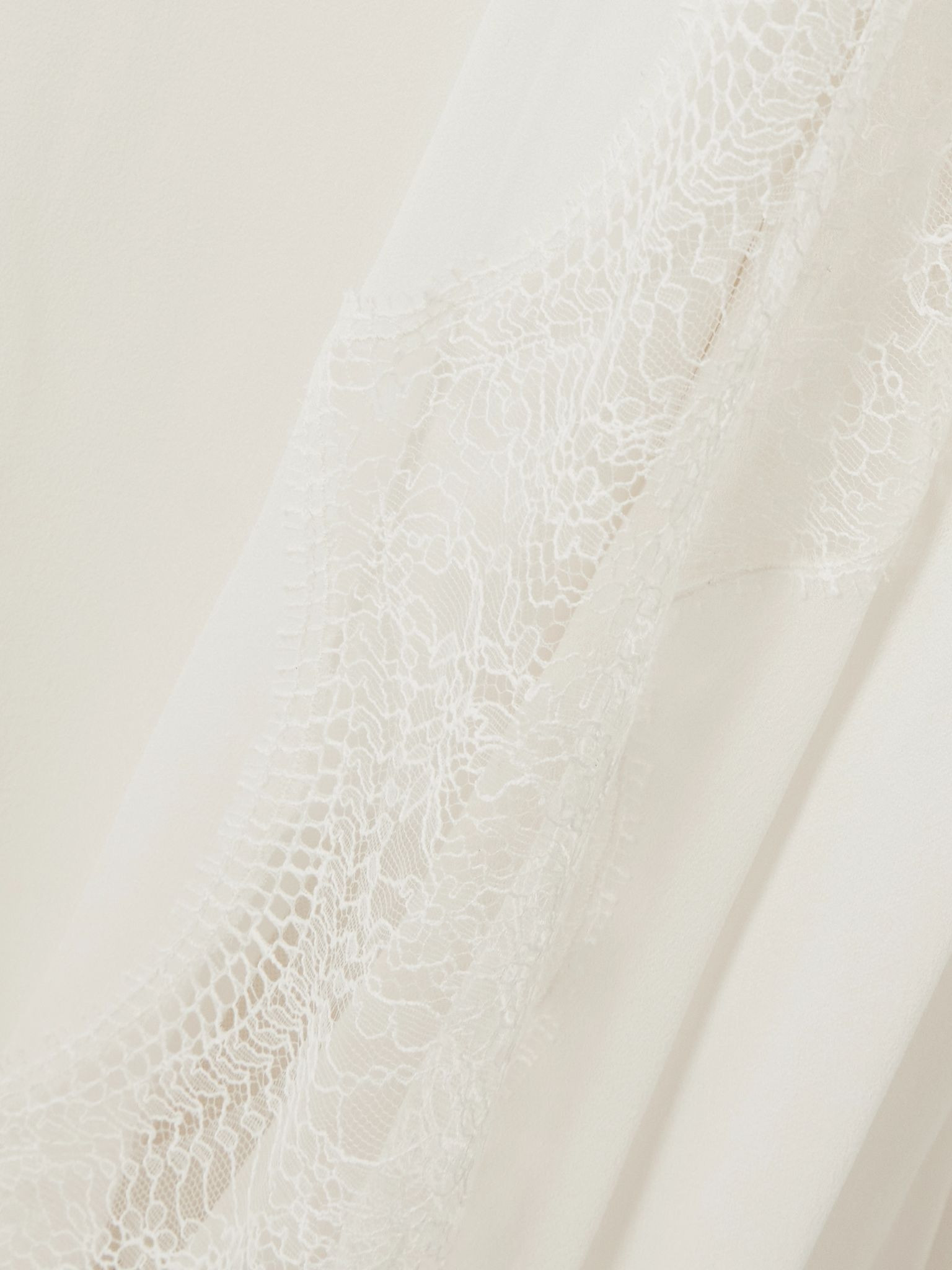 Semeli Chantilly lace-trimmed silk-georgette gown Off-white - 4