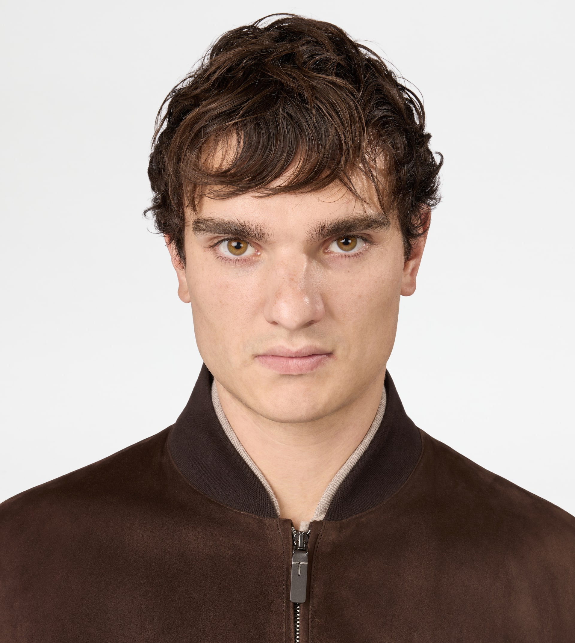 BOMBER JACKET IN PASHMY SUEDE - BROWN - 5