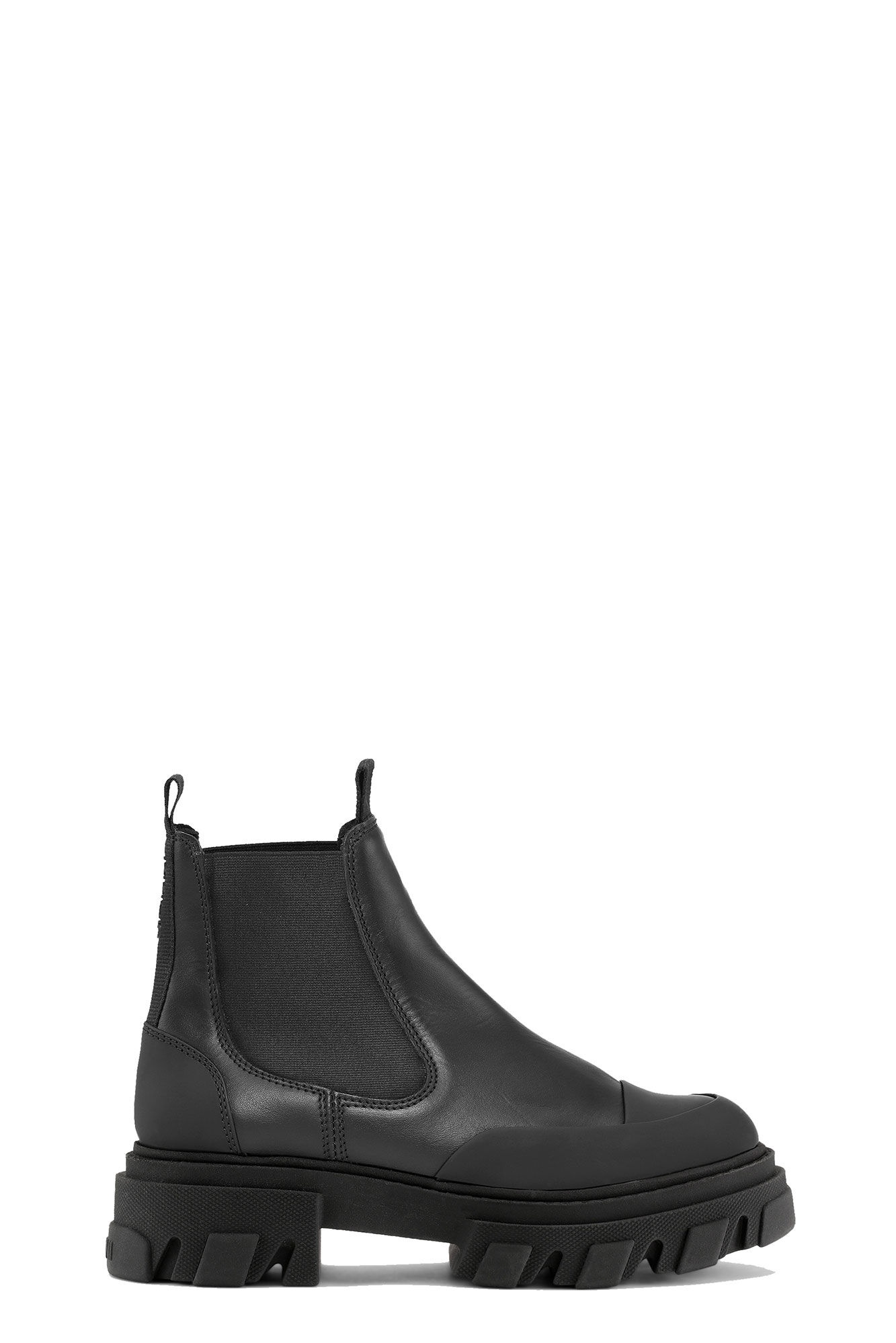 BLACK STITCH CLEATED LOW CHELSEA BOOTS - 1