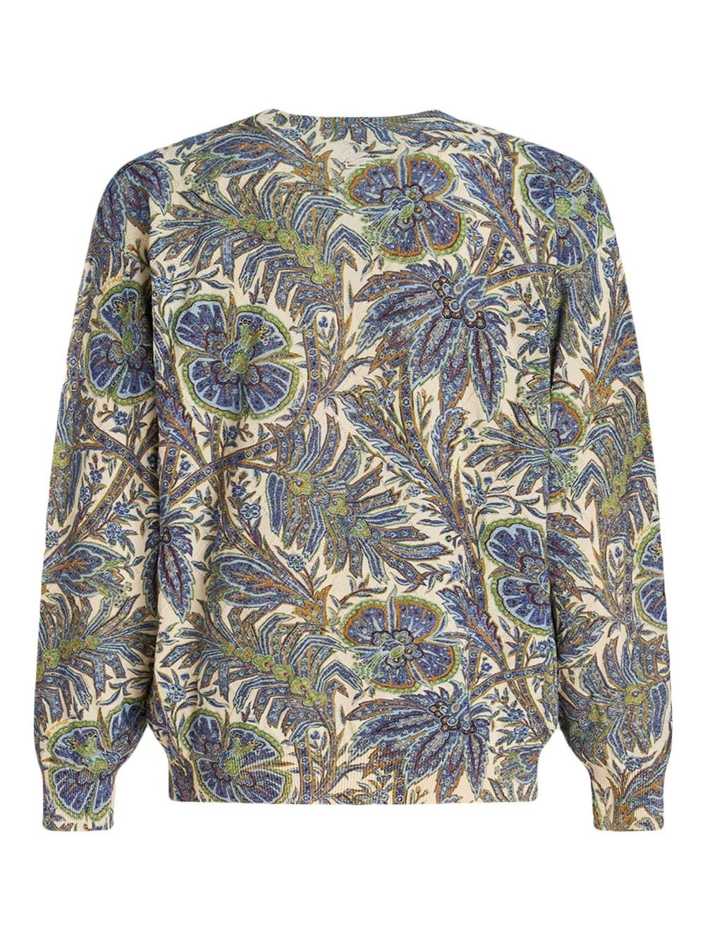botanical-print cotton-cashmere blend cardigan - 6