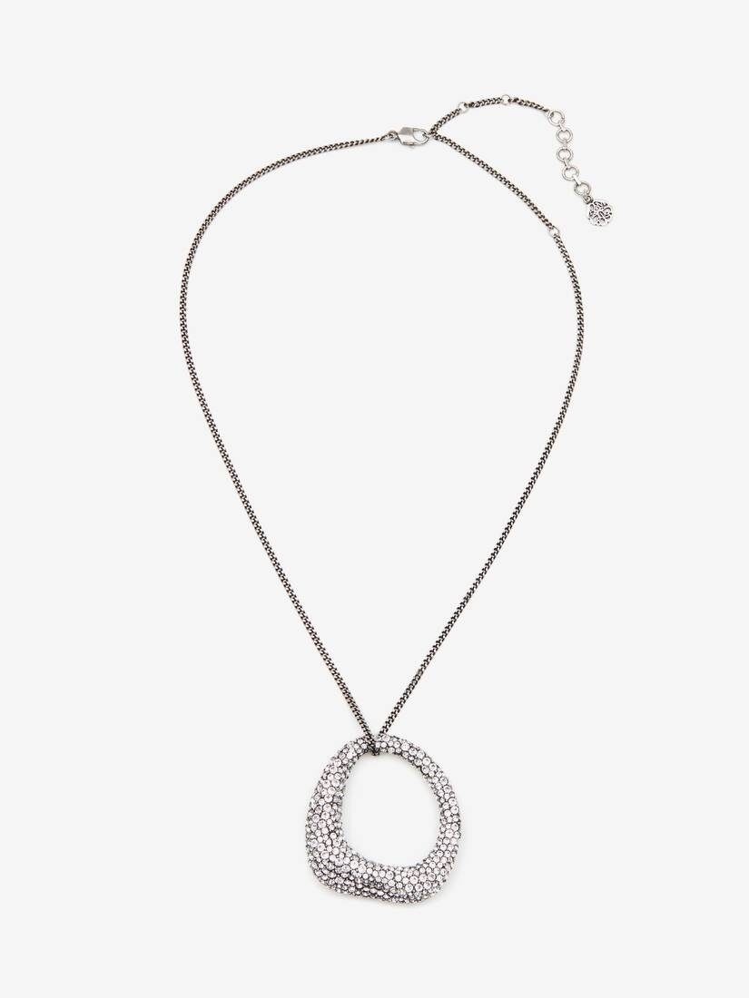 Women's Pave Long Necklace in Antique Silver - 1