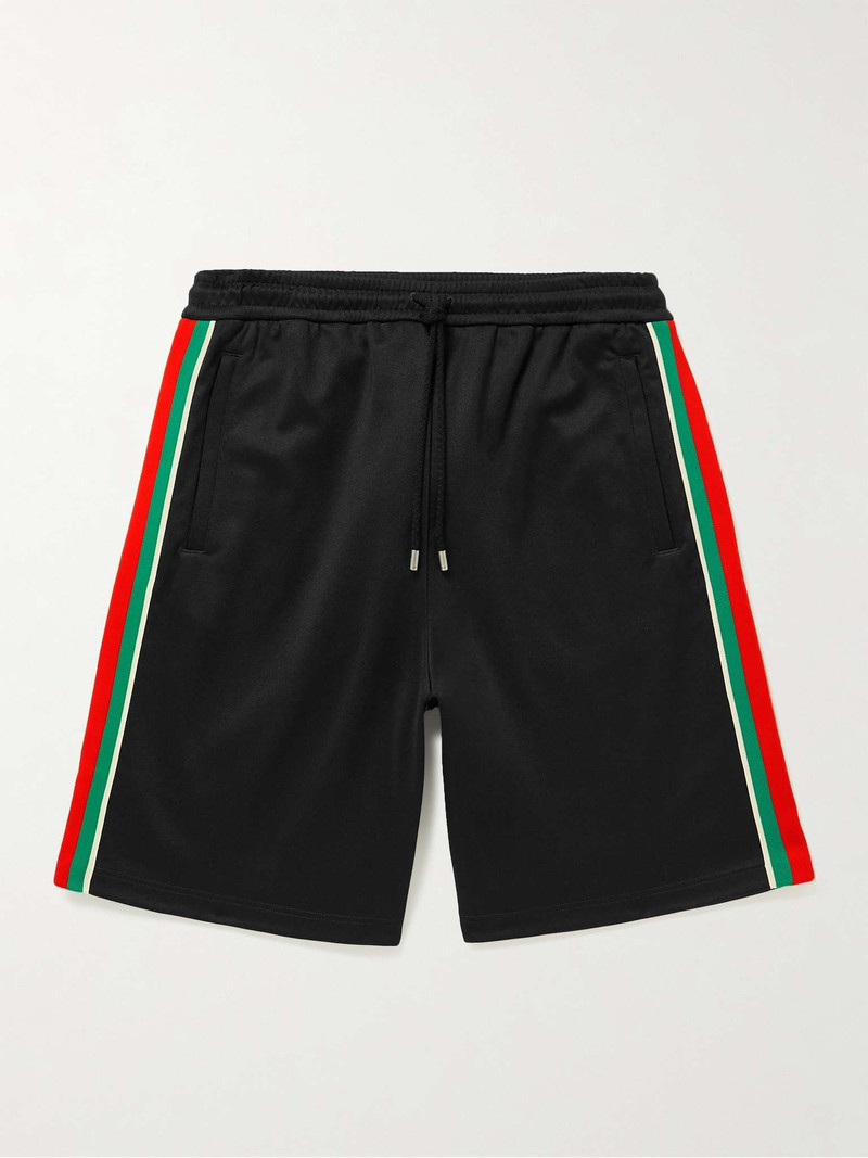 Straight-Leg Webbing-Trimmed Tech-Jersey Drawstring Shorts - 1