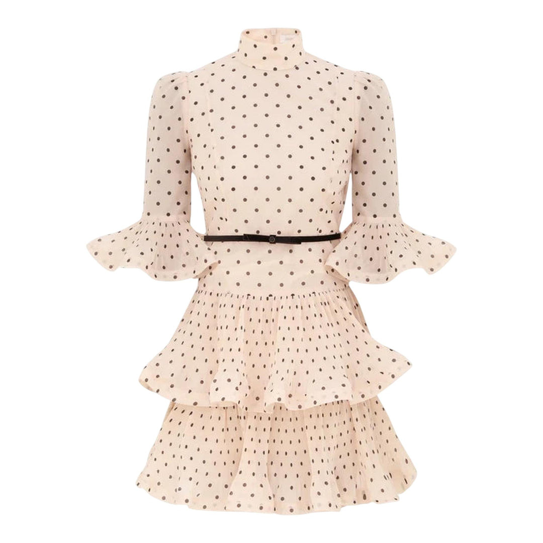 Pleated Sleeved Mini Dress - 1