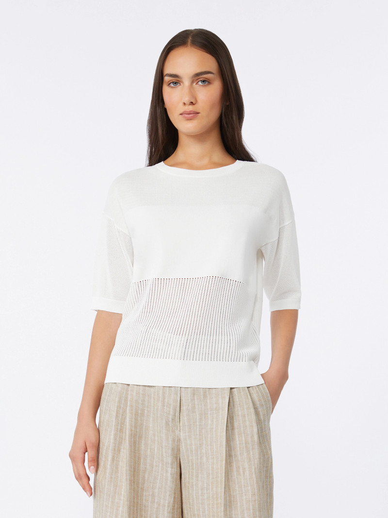 CELEBRE Viscose yarn jumper - OPTICAL WHITE 3