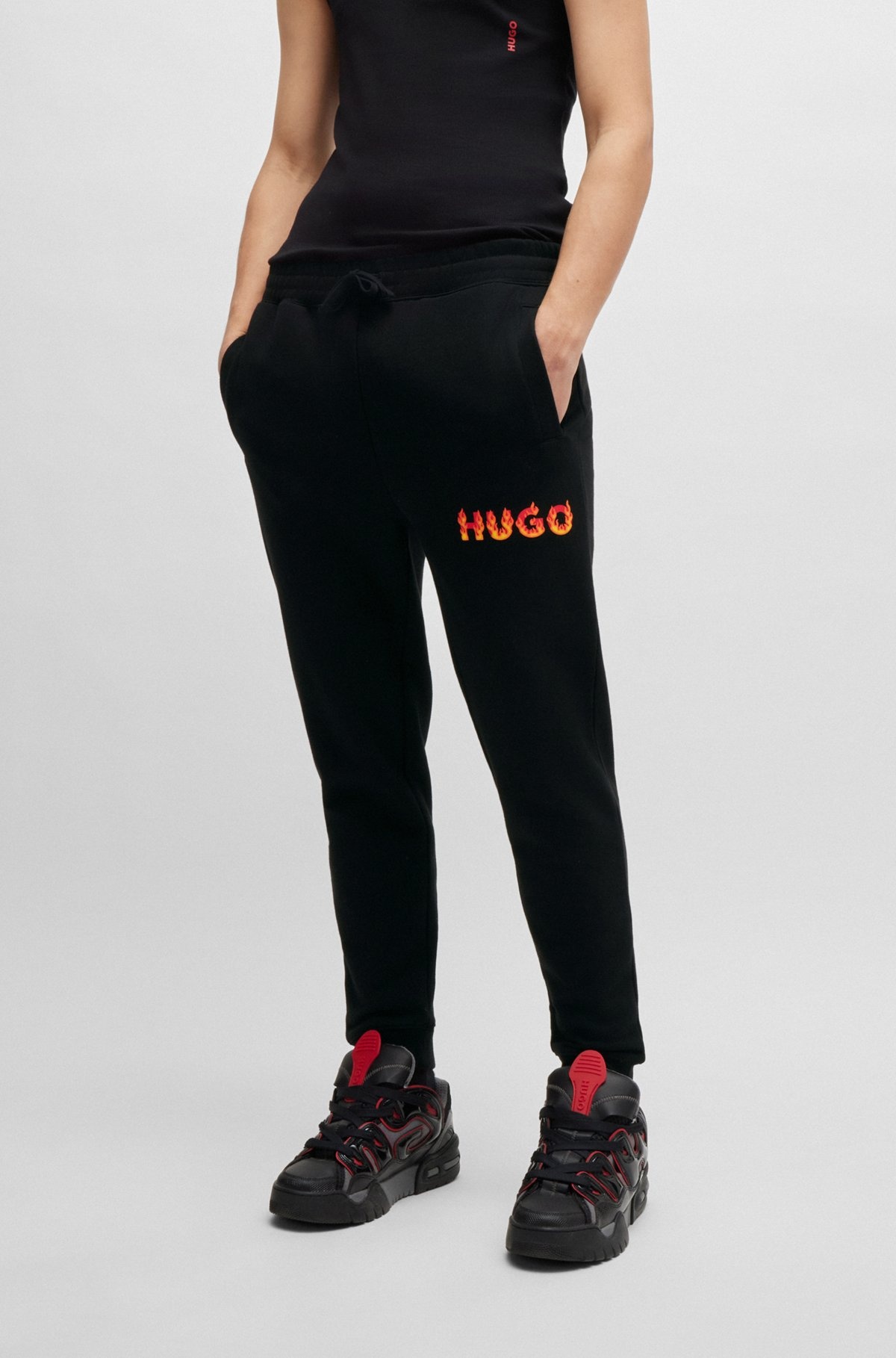 COTTON-TERRY TRACKSUIT BOTTOMS WITH PUFFED FLAME LOGO - 2