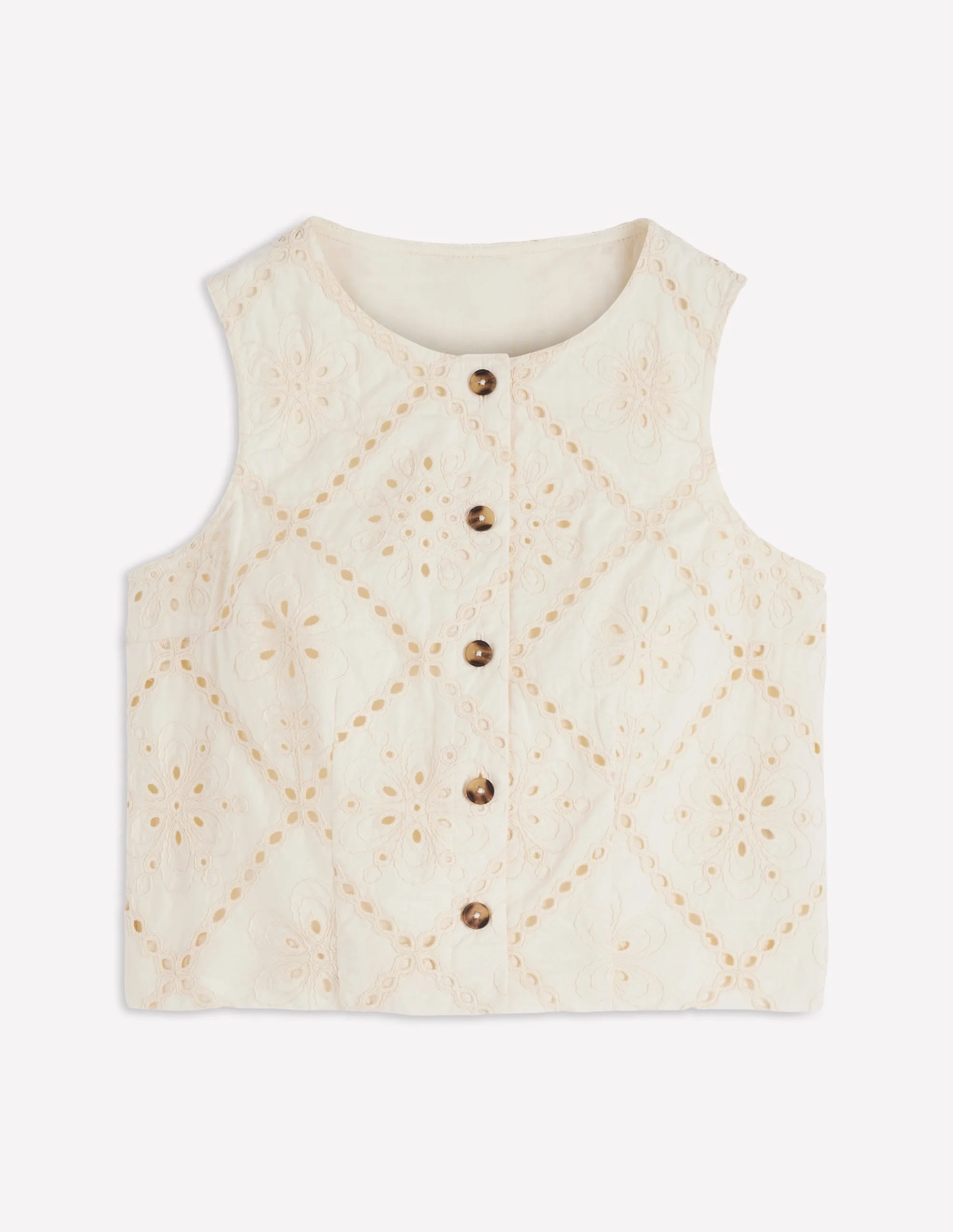 Andrea Cotton Shell Top-Ivory broderie - 1