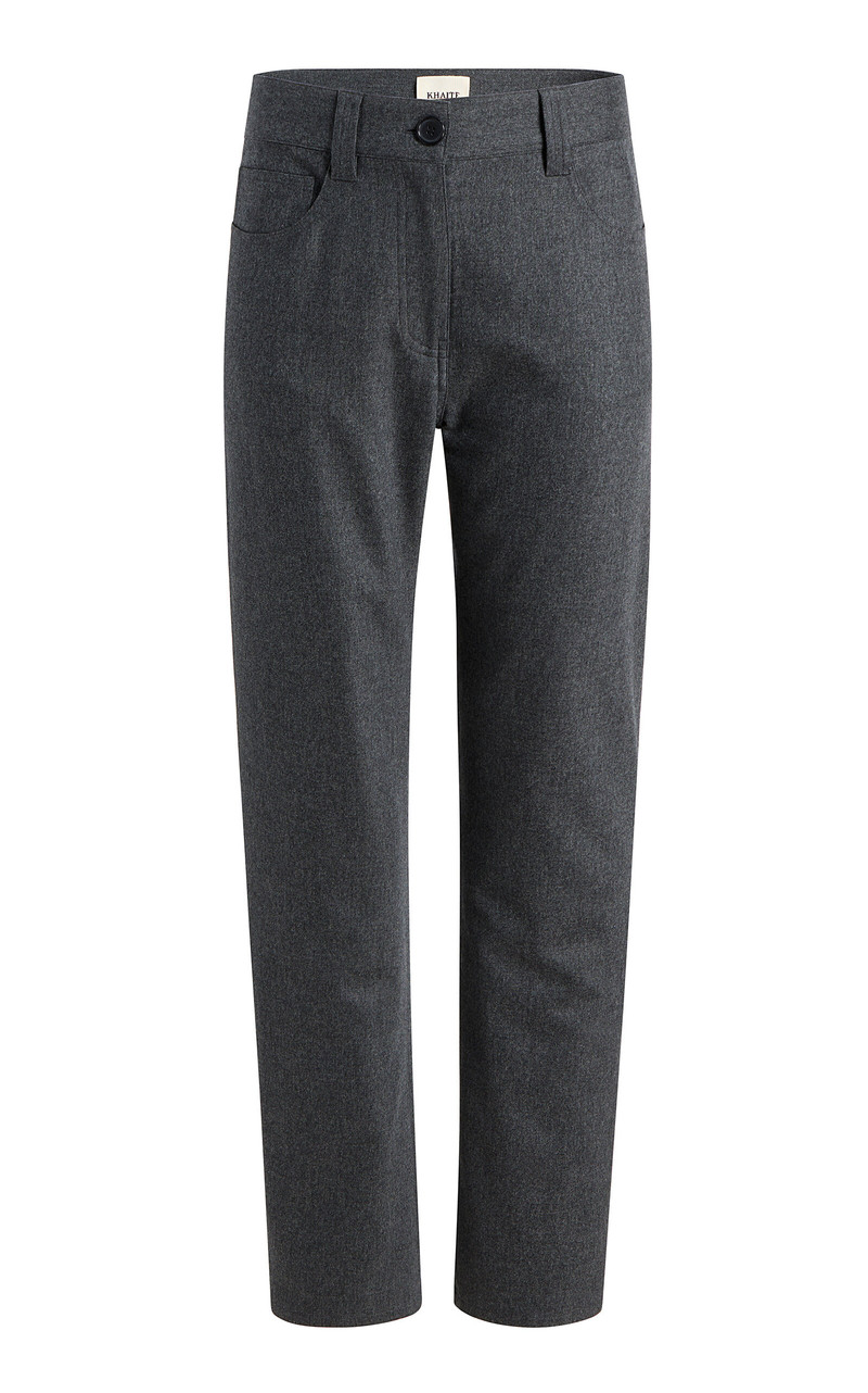 Callum Mid-Rise Wool Straight-Leg Pants grey 1