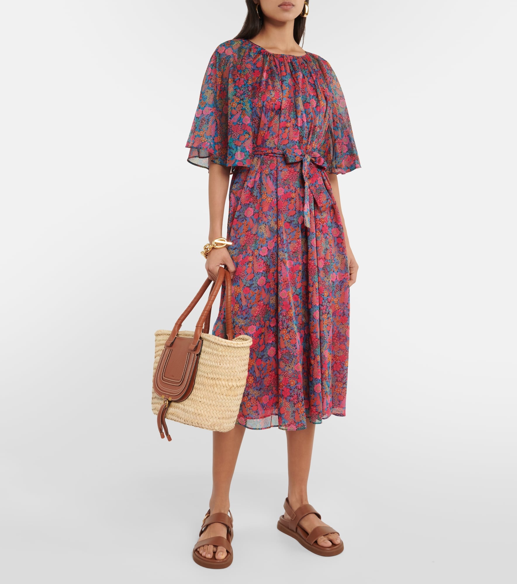 Daisy floral cotton midi dress - 2