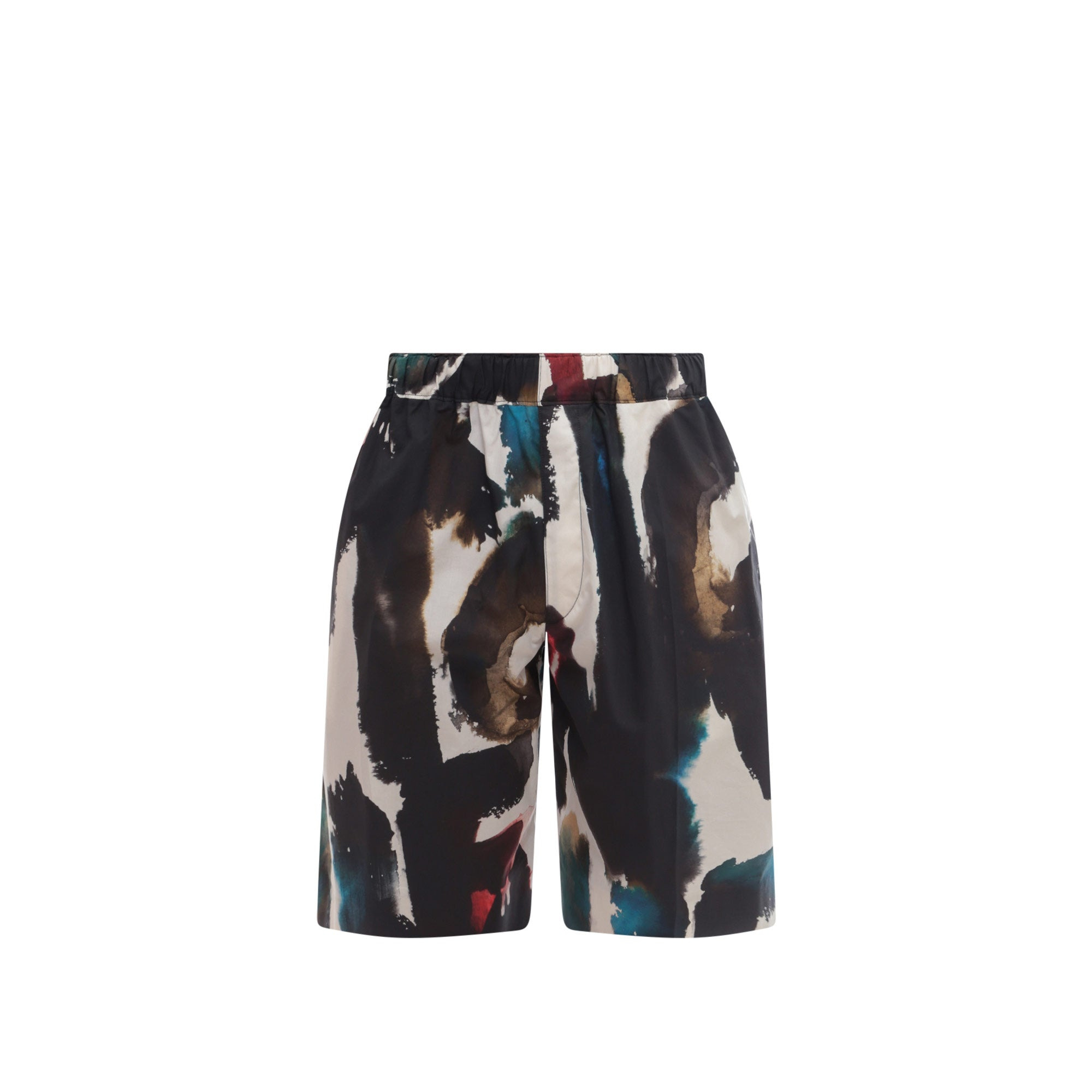 Cotton Bermuda Shorts With All-Over Graffiti Acquerello Print - 2