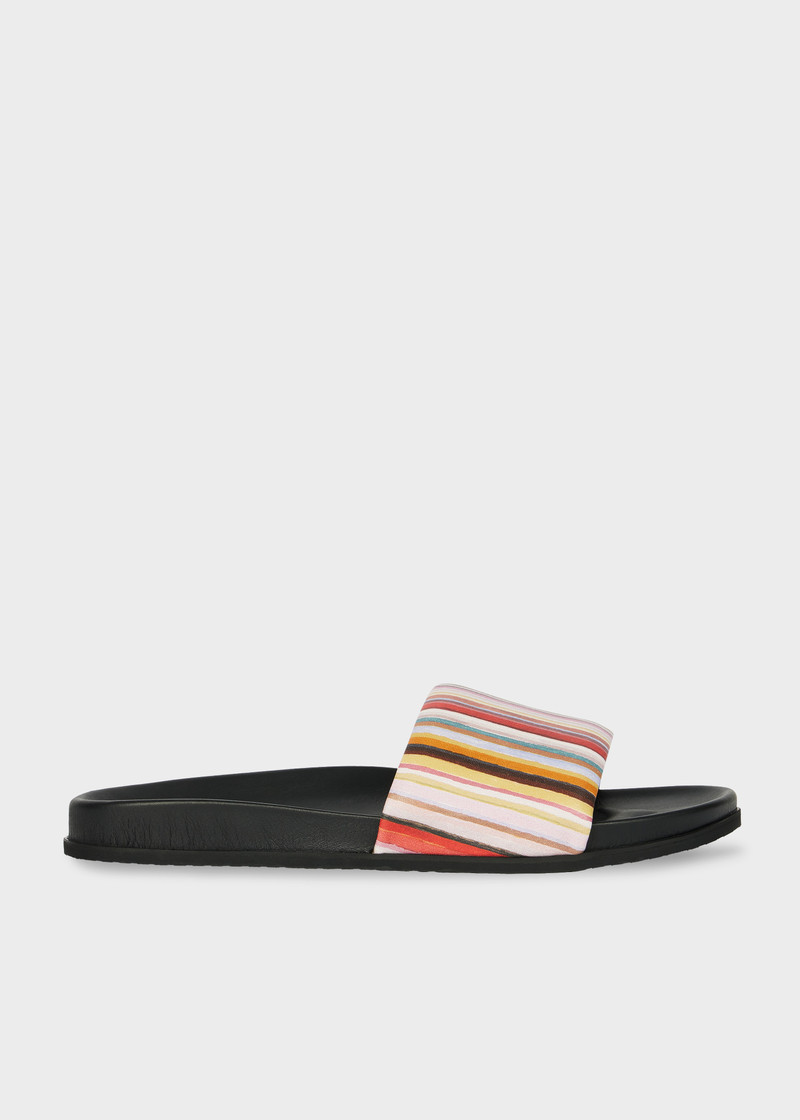 'Painted Signature Stripe' Leather 'Bellagio' Slides 1