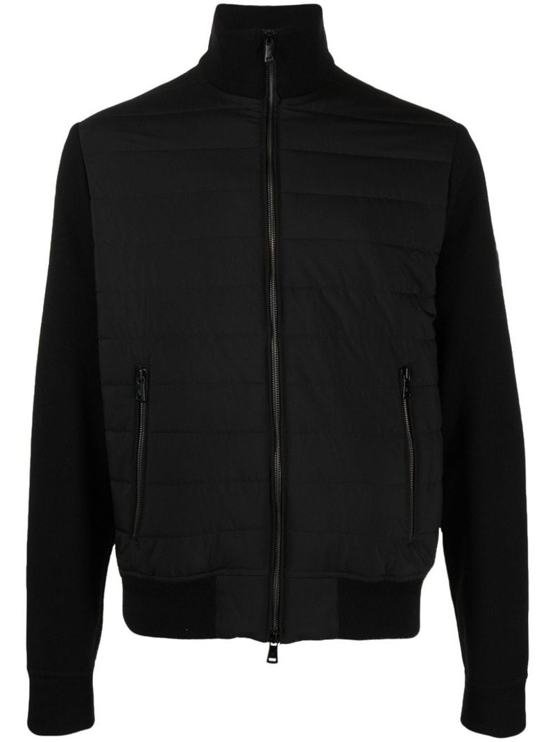 logo-patch herringbone-pattern jacket 1
