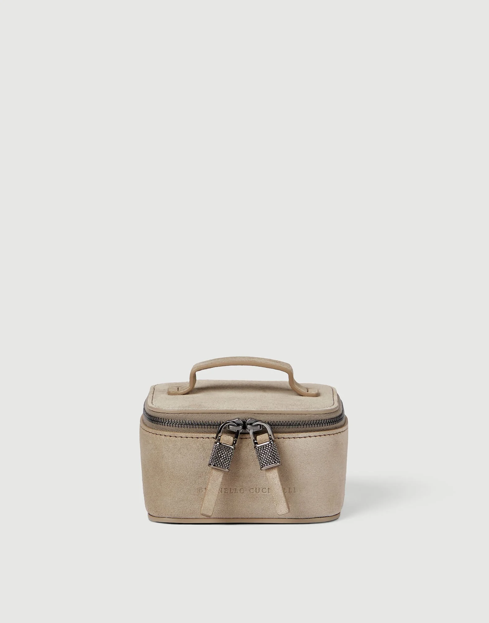 Suede small jewelry box with shiny zipper pull - 1