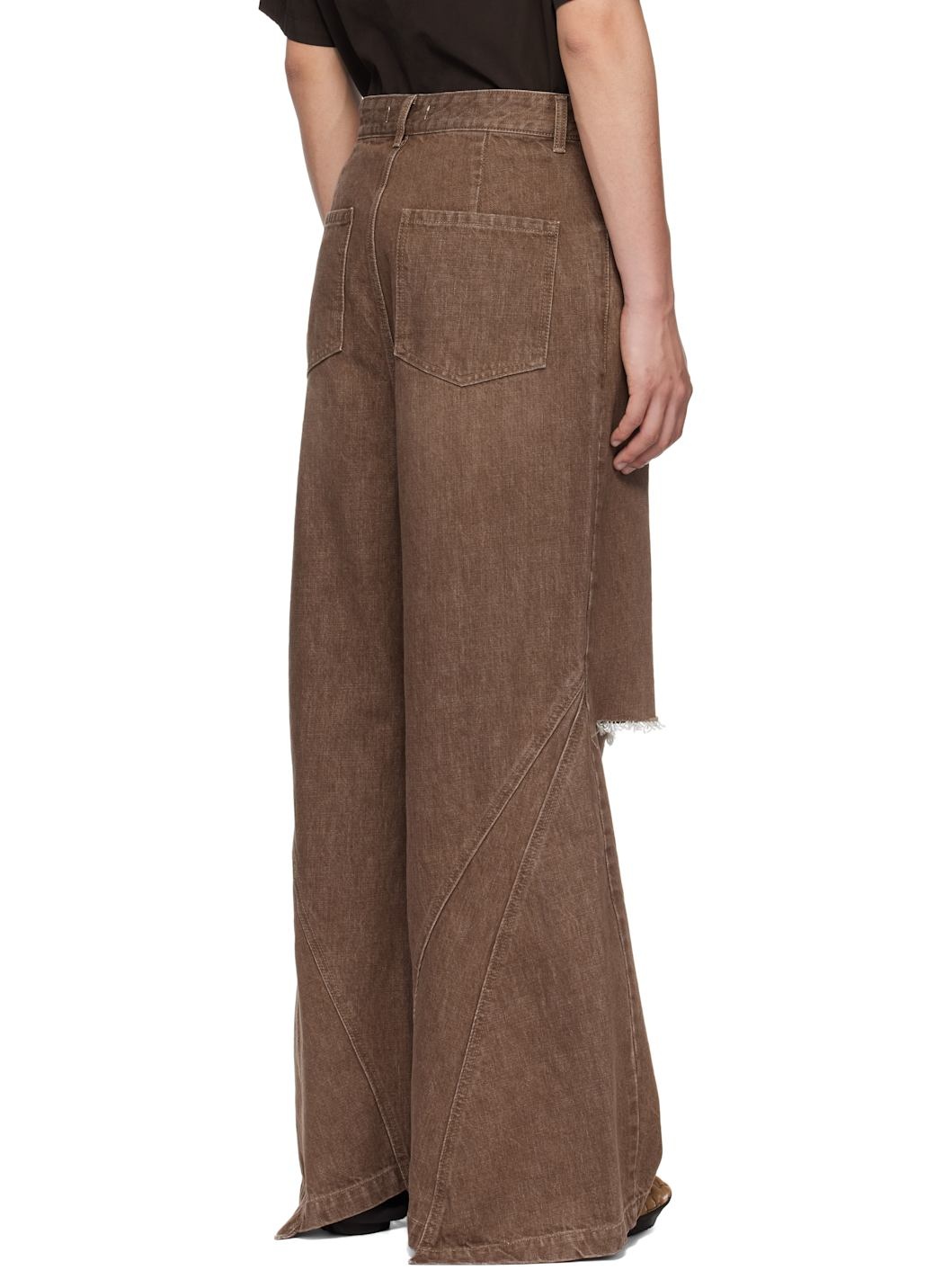 Brown Wide Damaged Jeans - 3