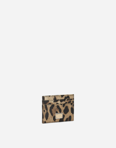 Dolce & Gabbana Polished calfskin card holder with leopard print outlook