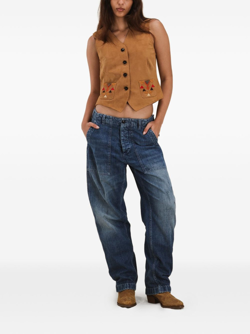 FORTELA embroidered pocket chamois leather waistcoat outlook