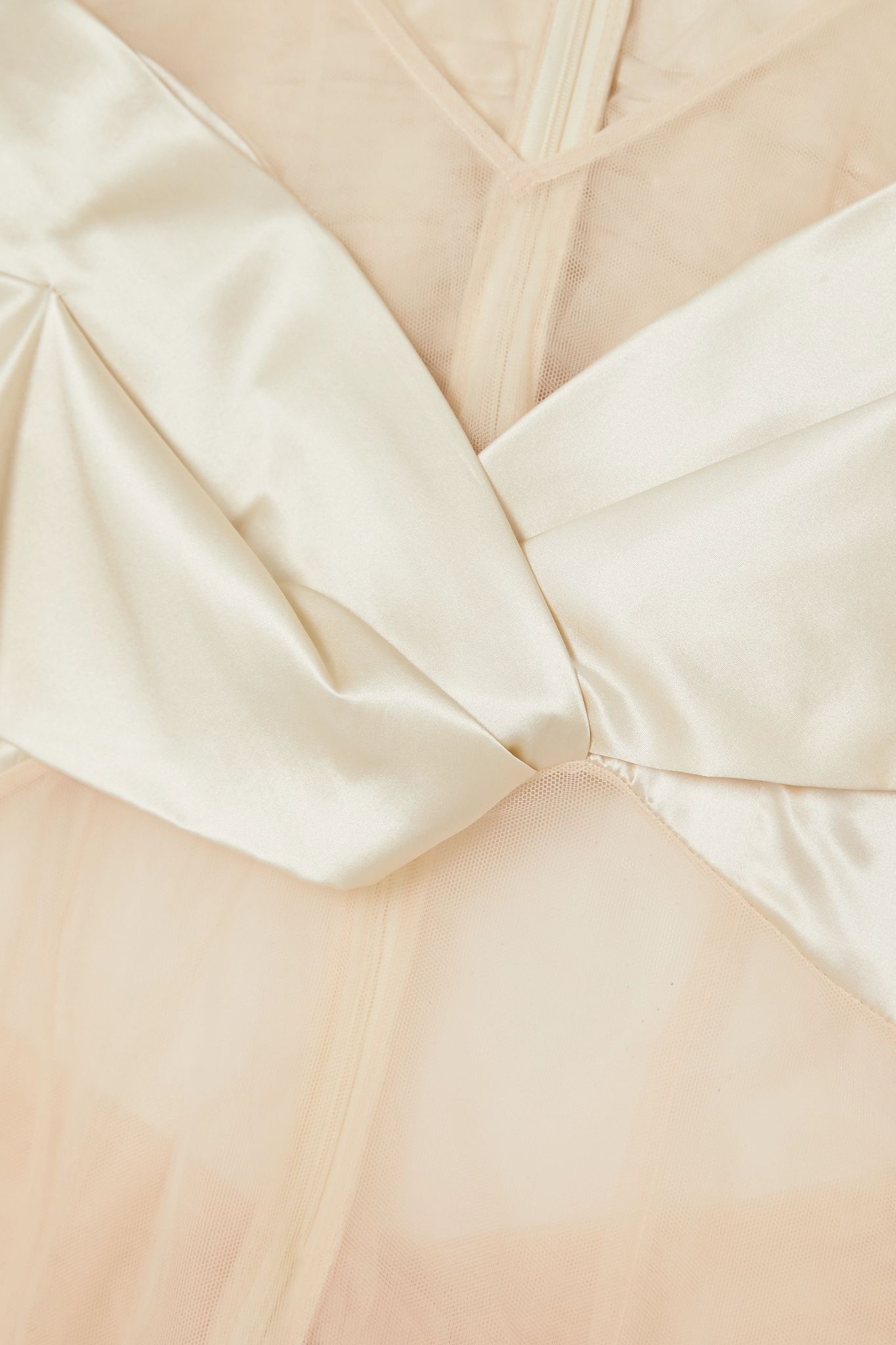 Bow-detailed tulle and silk-satin top - 5