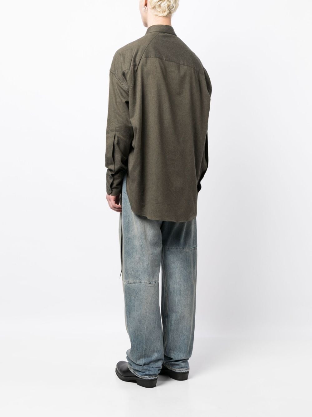 spread-collar cotton shirt - 5