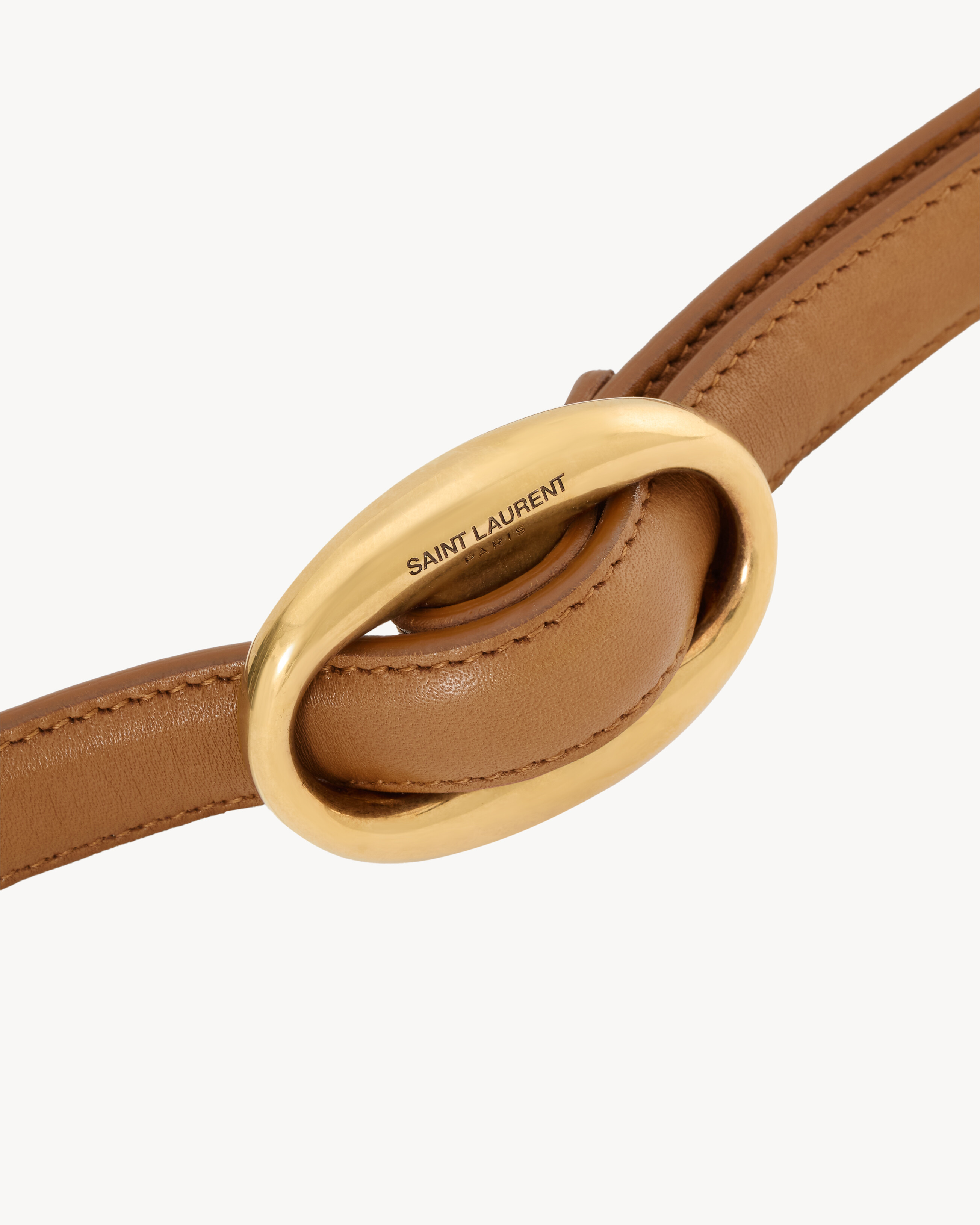 OVAL BUCKLE THIN BELT IN LEATHER - 3