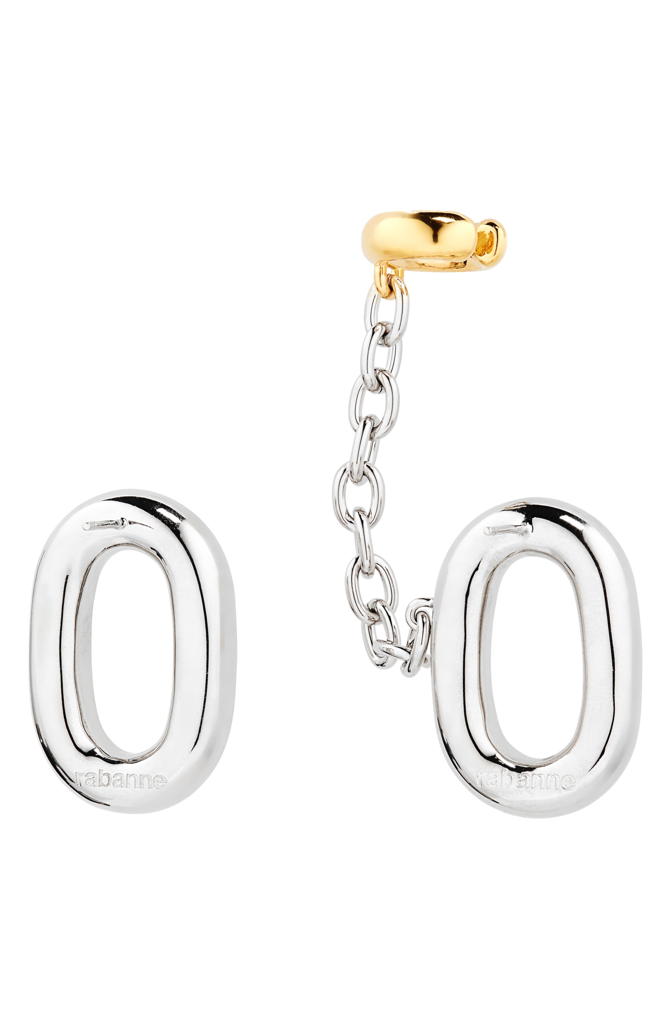 Rabanne XL Link Earrings With Attached Ear Cuff in Silver /Gold at Nordstrom - 3