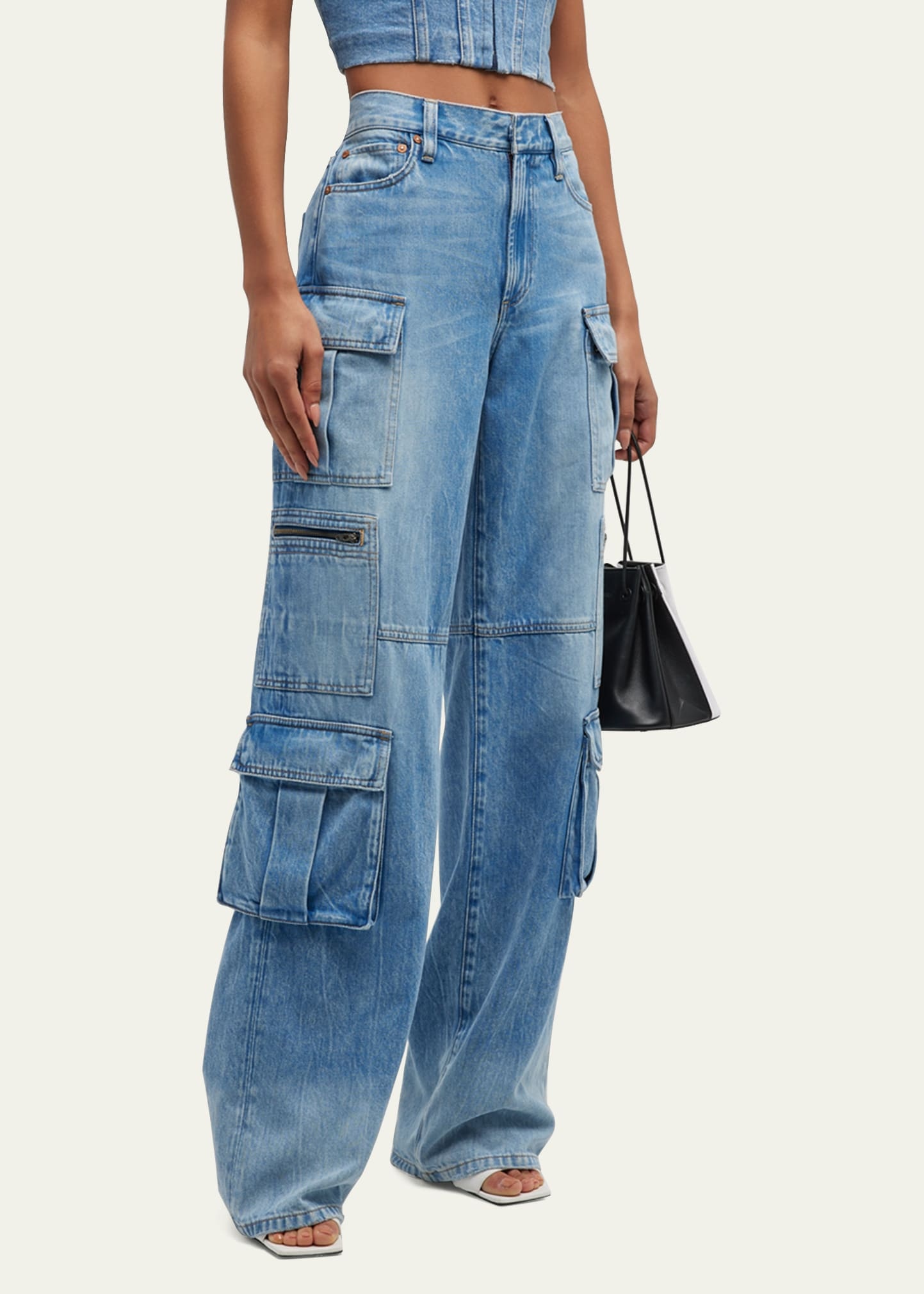Cay Baggy Denim Cargo Pants - 4