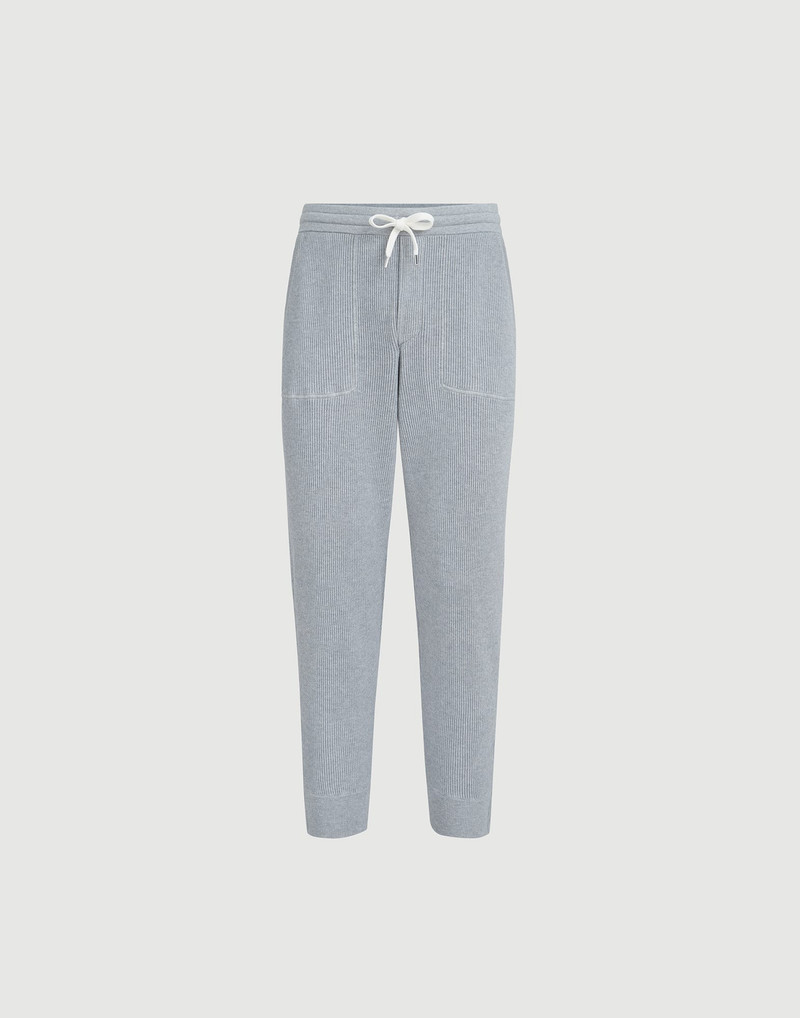 Cotton English rib knit trousers with zipper cuffs 1