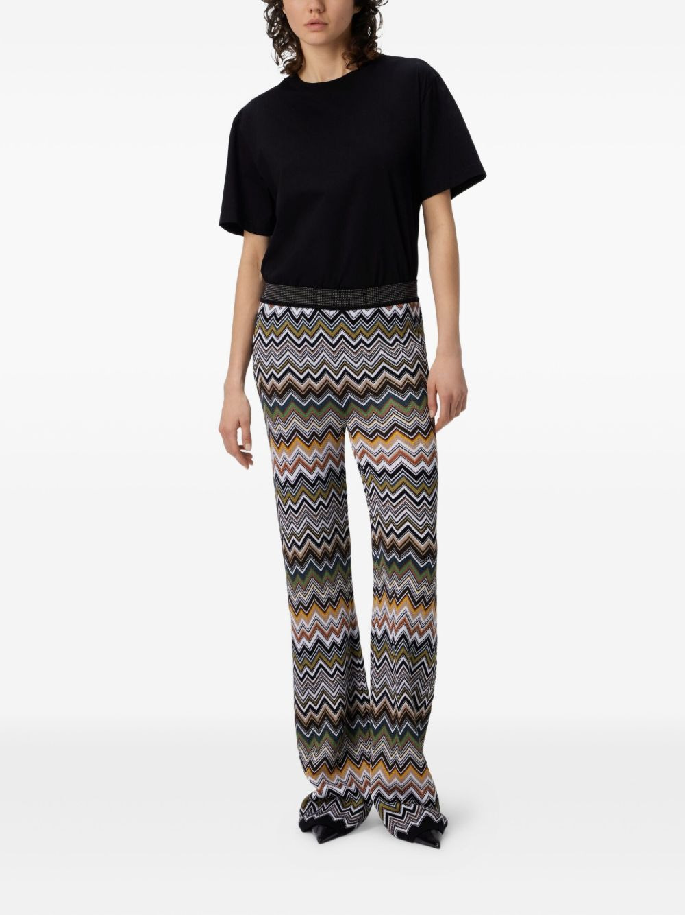 chevron-pattern flared trousers - 2
