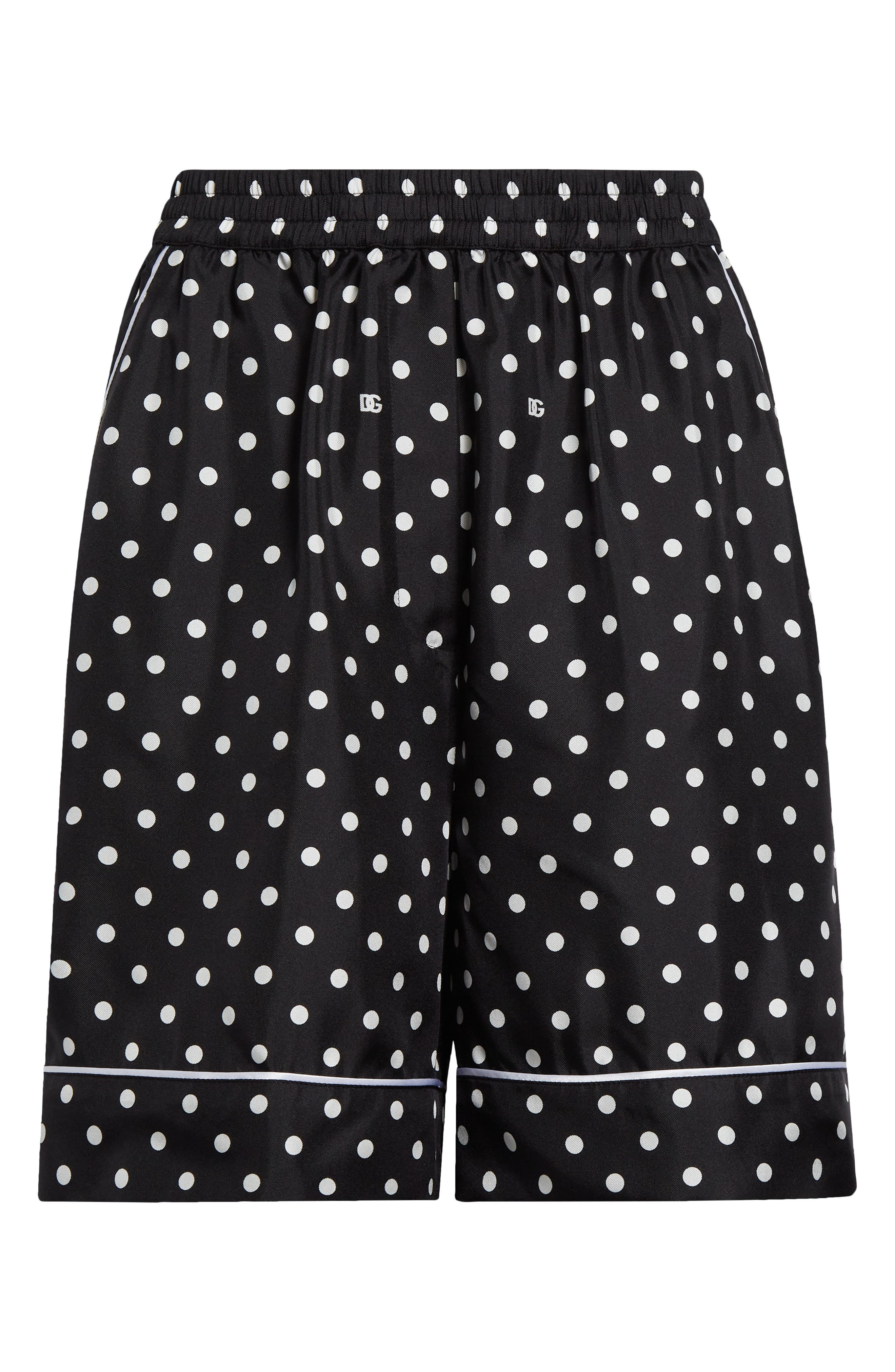 Dolce&Gabbana Polka Dot Silk Pajama Shorts in Nero at Nordstrom - 6