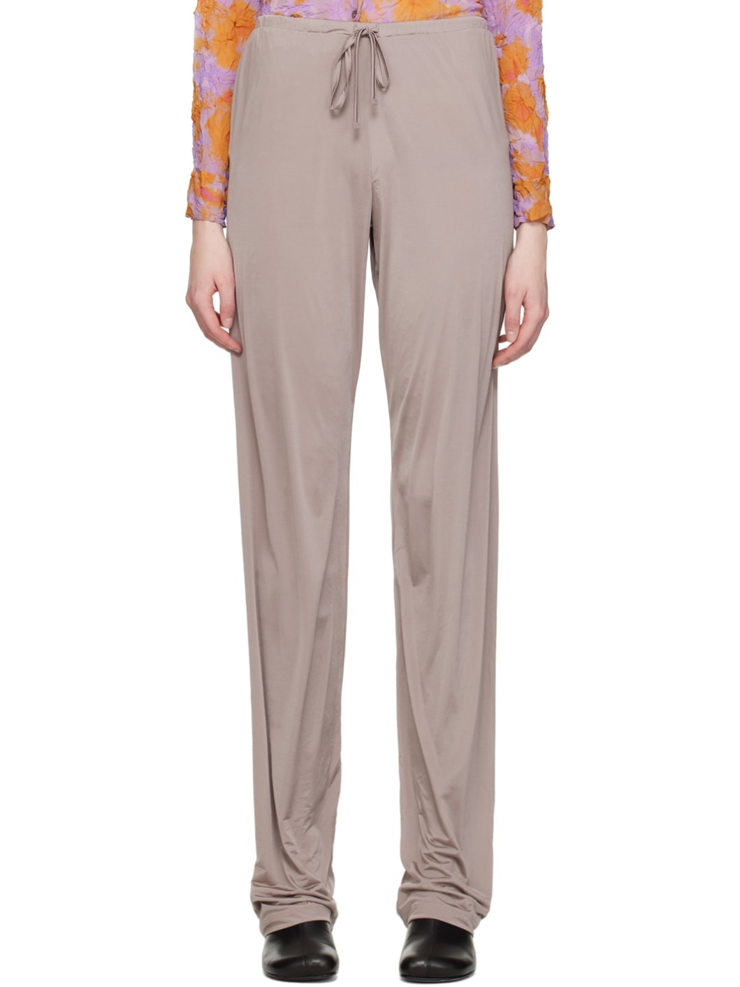 Taupe Drawstring Trousers - 1