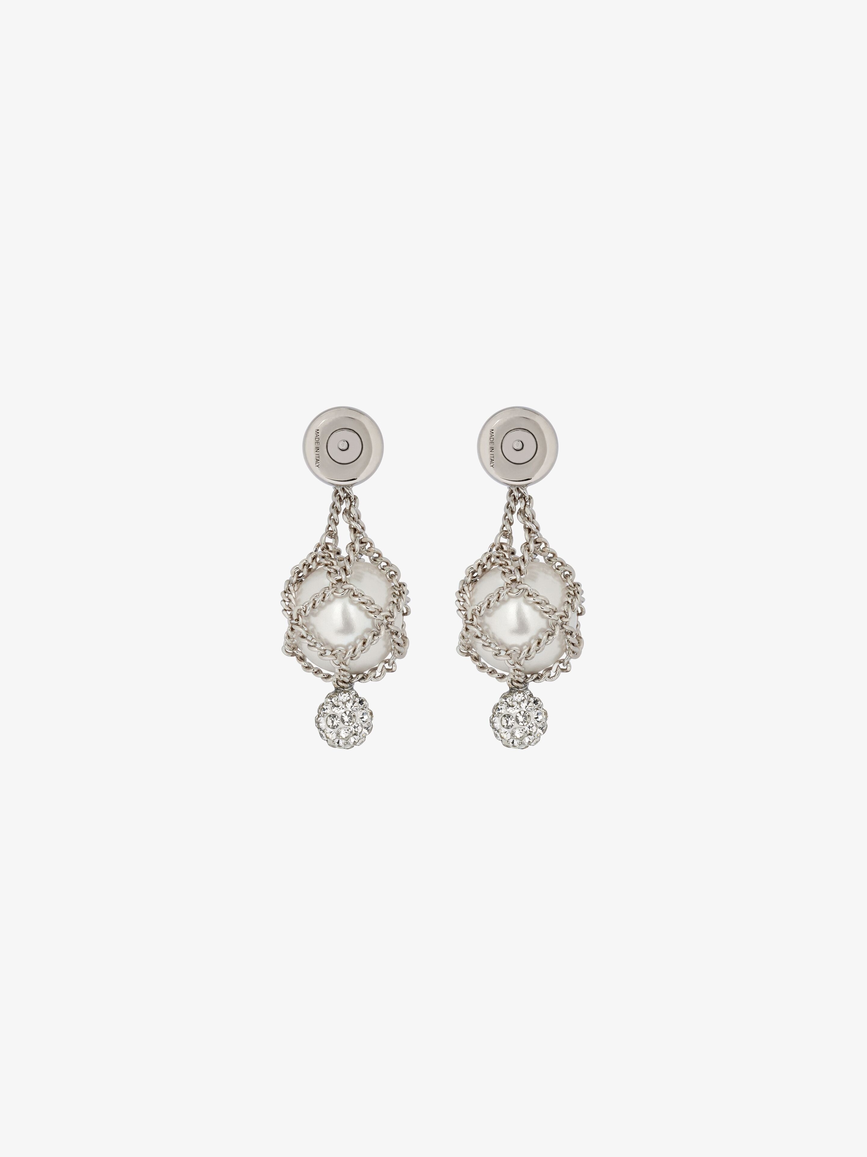 PEARLING EARRINGS IN METAL WITH PEARLS AND CRYSTALS - 2