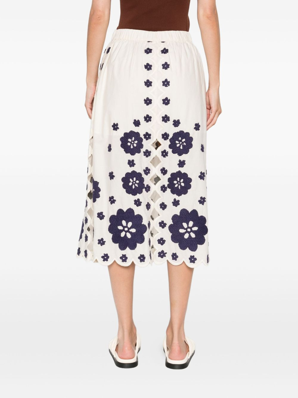 Catrine floral-embroidered midi skirt - 4