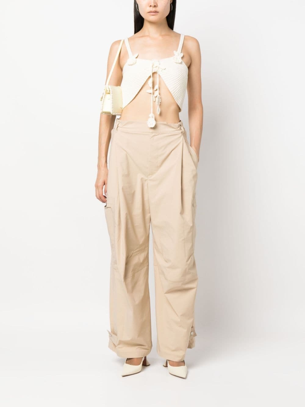 floral-appliquÃ© asymmetric knitted top - 2