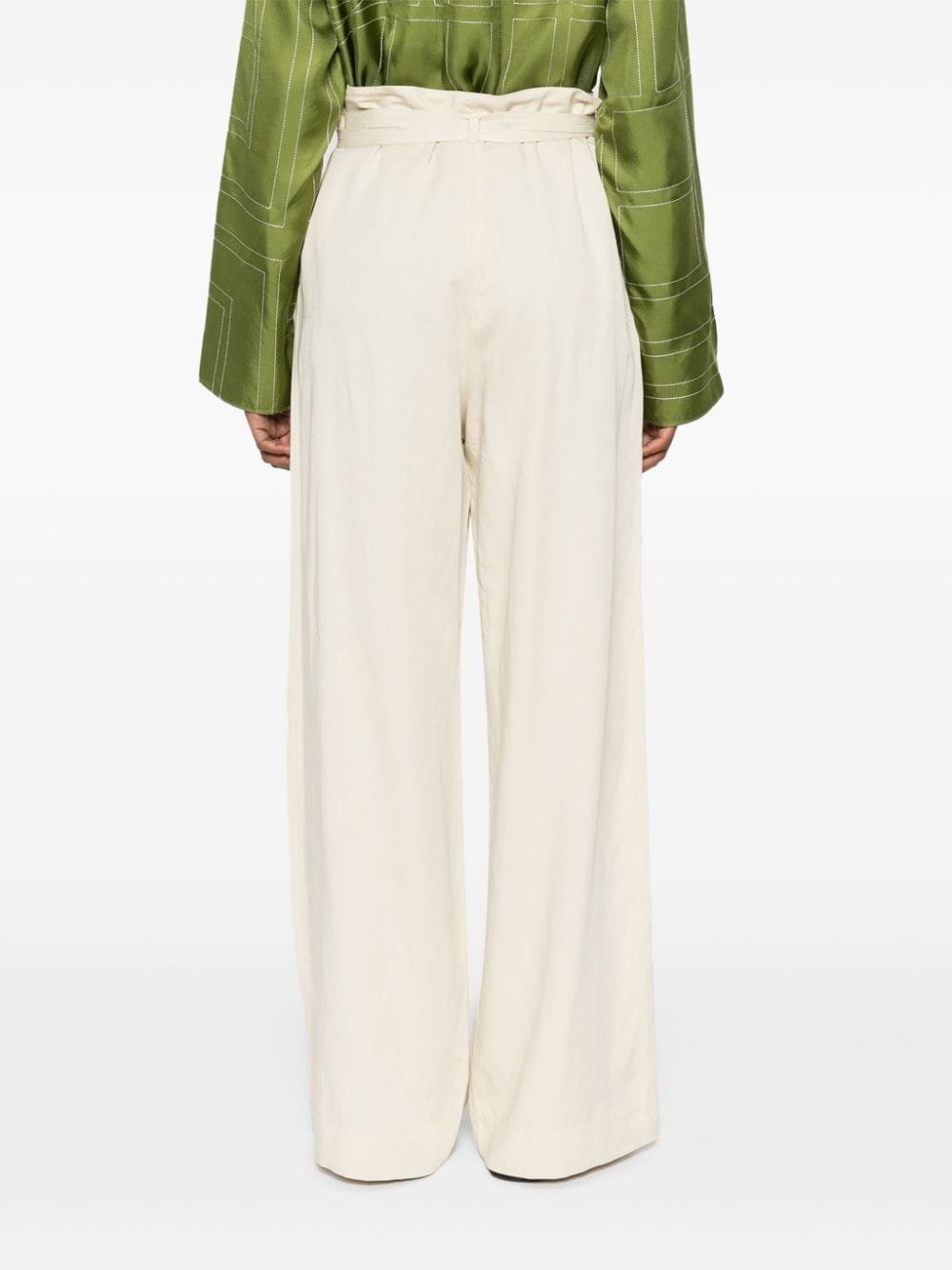 belted-waist flared trousers - 4