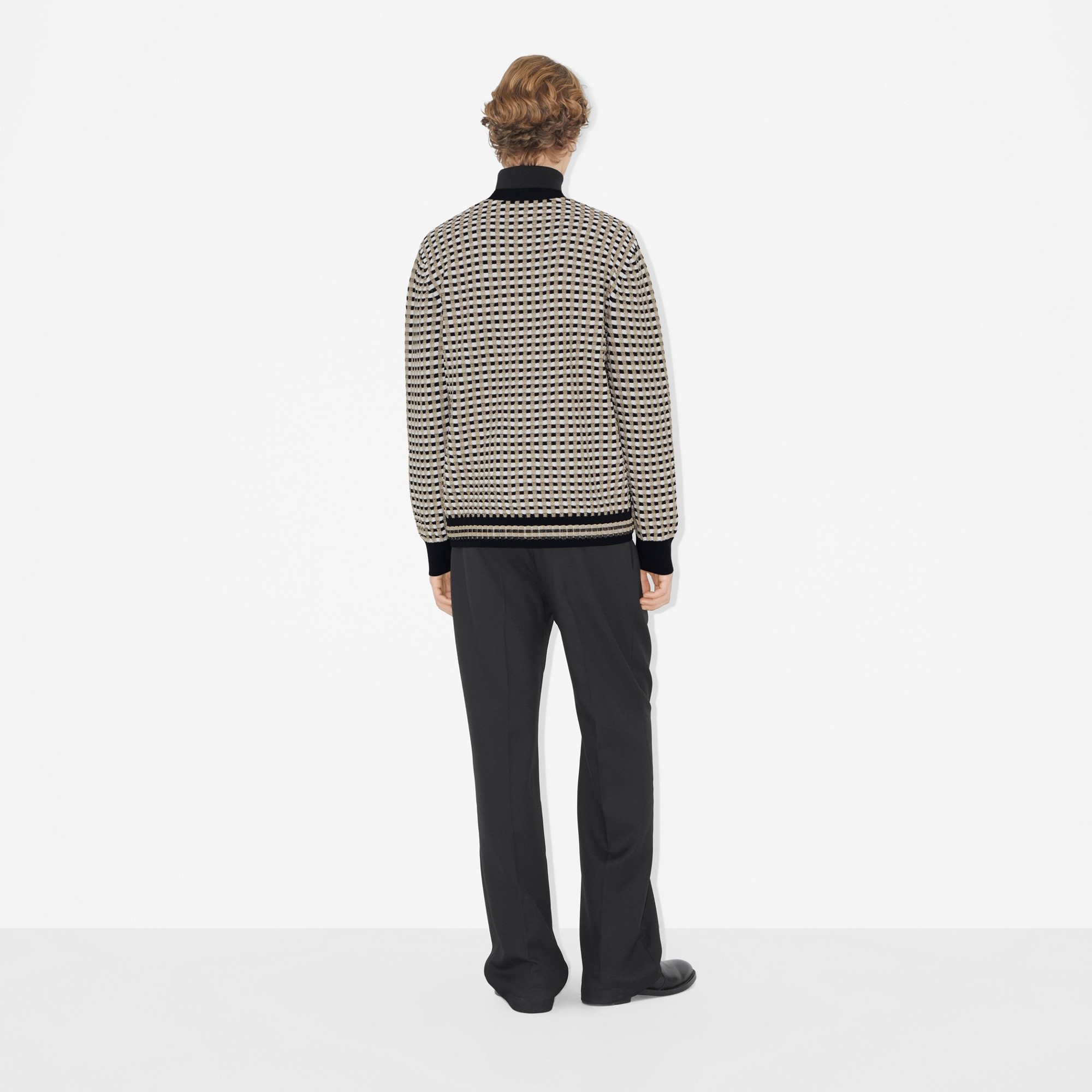 Check Cotton Blend Cardigan - 4