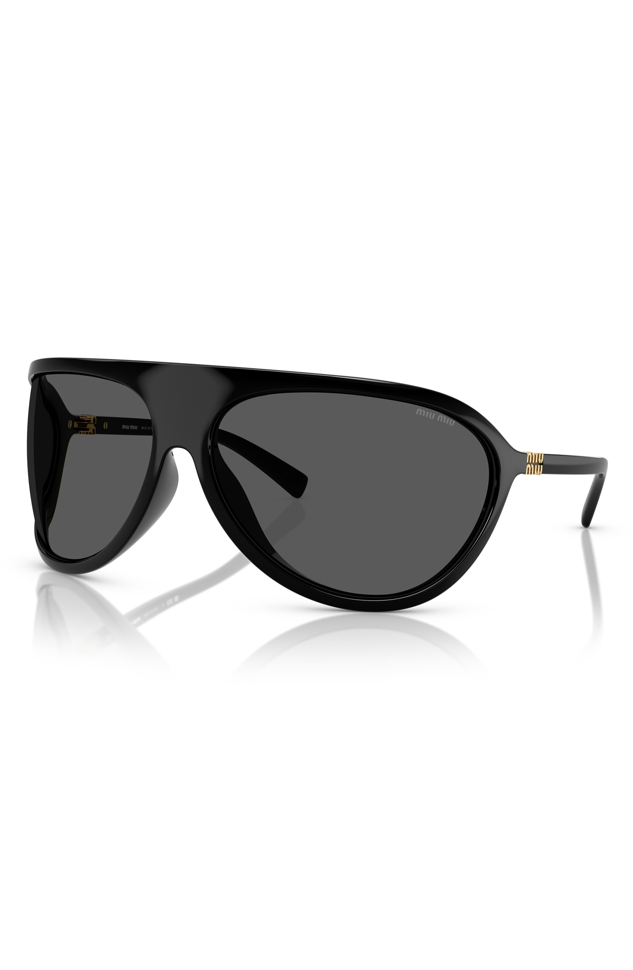 Miu Miu 75mm Oversize Shield Sunglasses in Dark Grey at Nordstrom - 2